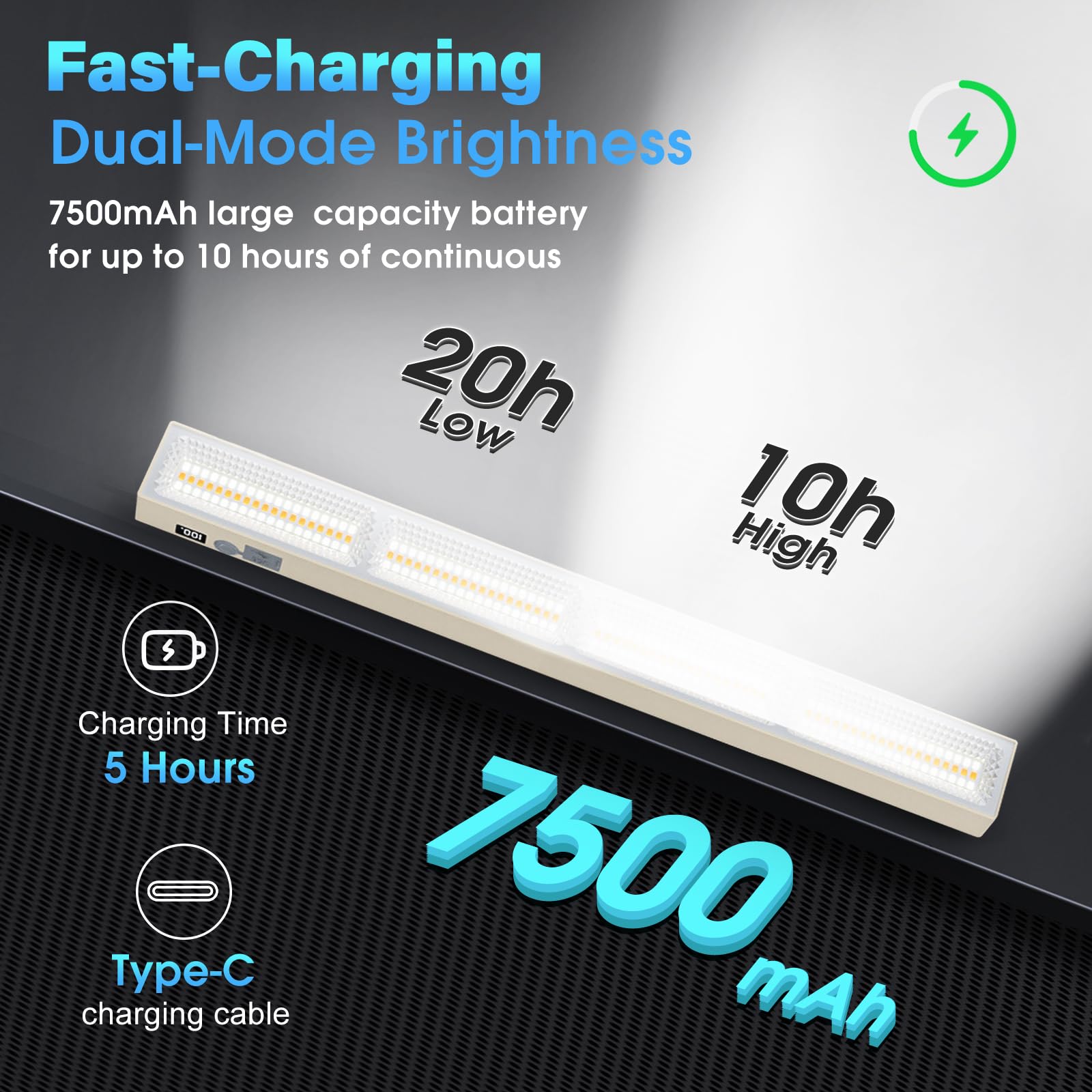 Luces magnéticas recargables de 4000 lúmenes, 7200 mAh, 40 cm, barra de luz magnética de trabajo, 216 bombillas LED impermeables, iluminación portátil con gancho e imanes, para camping, bricolaje
