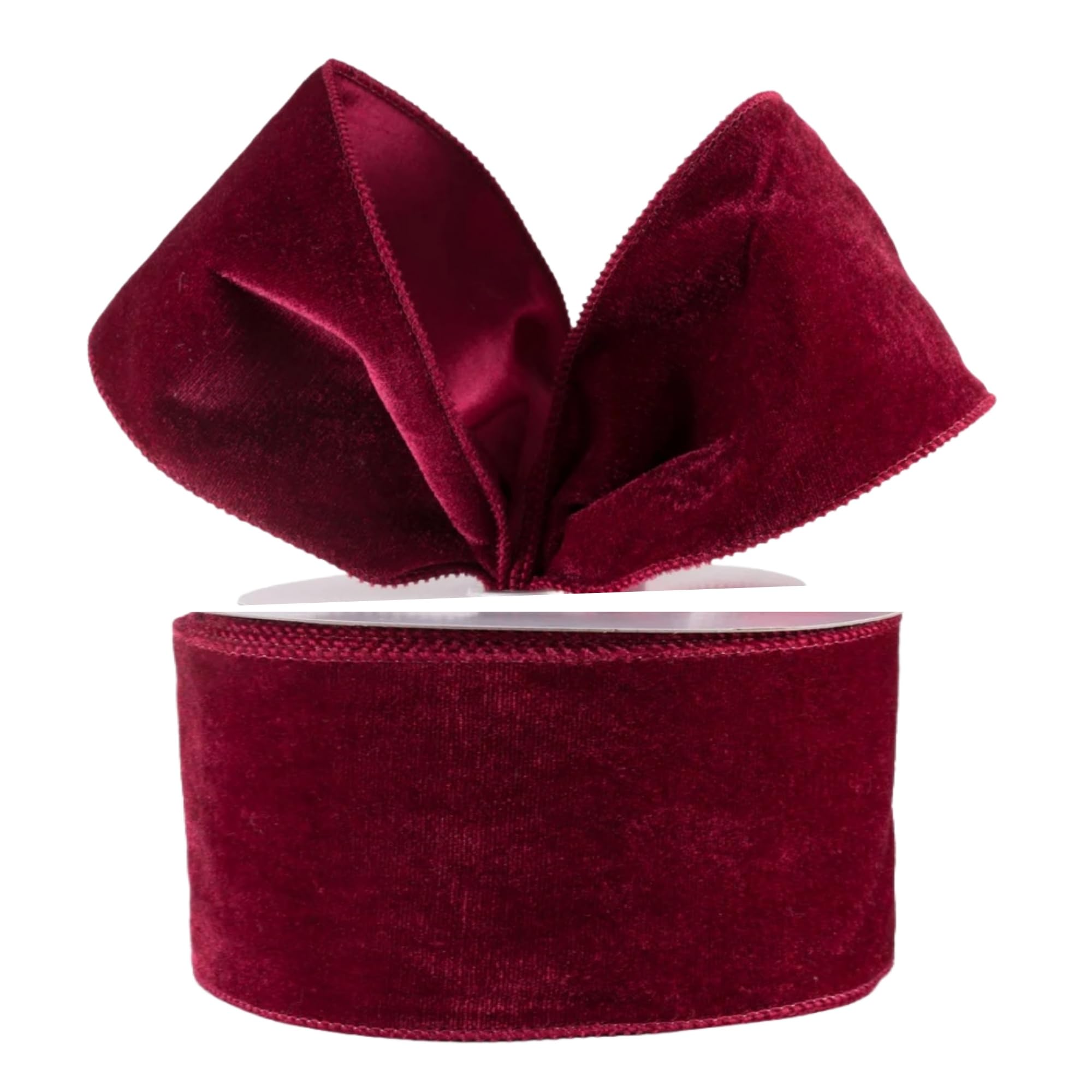 Christmas Velvet Wired Ribbon, Velvet with Satin, 10 Yards, for Gift Wrapping, Tree Decoration, Crafts (Burgundy, 1-1/2 Inch)