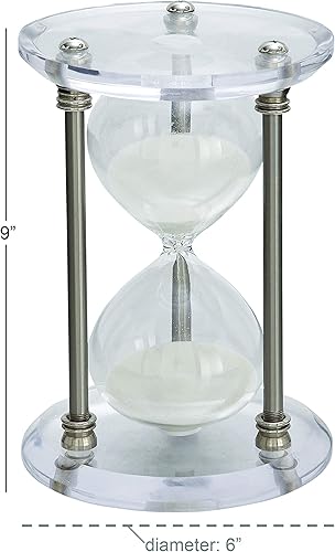Miniatura 5 de The Novogratz - Temporizador de arena de reloj de arena de metal con base acrílica, 6 x 6 x 9 pulgadas, color plateado