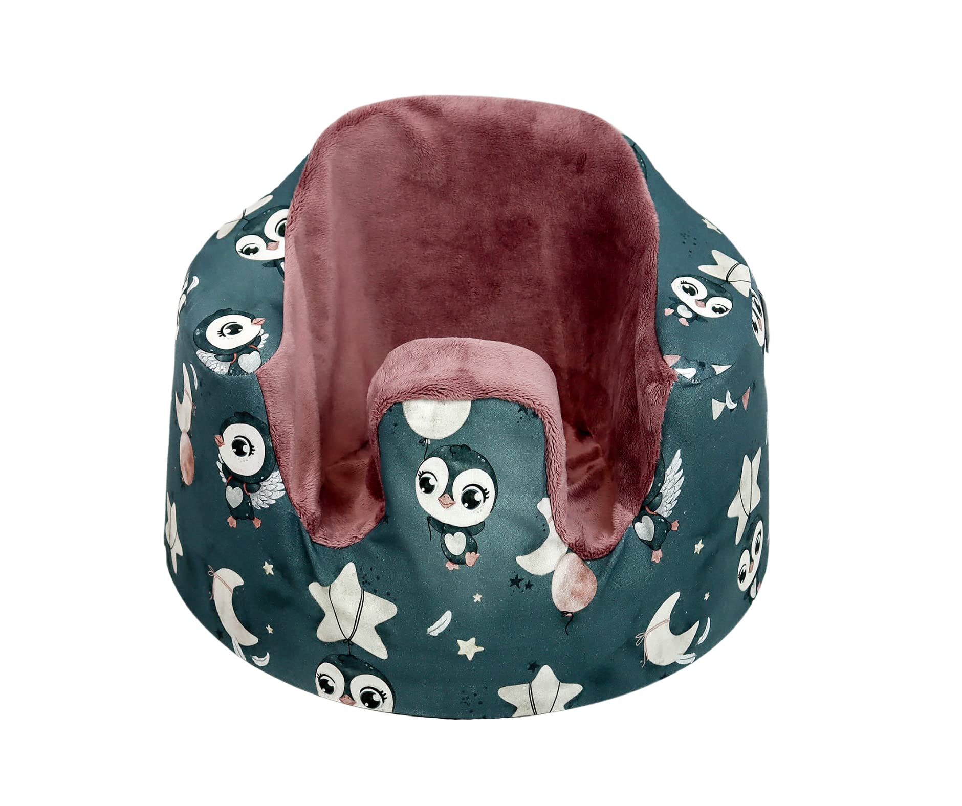 Gray Dream Penguins Baby Seat Cover, Handmade Cover for Floor Seat