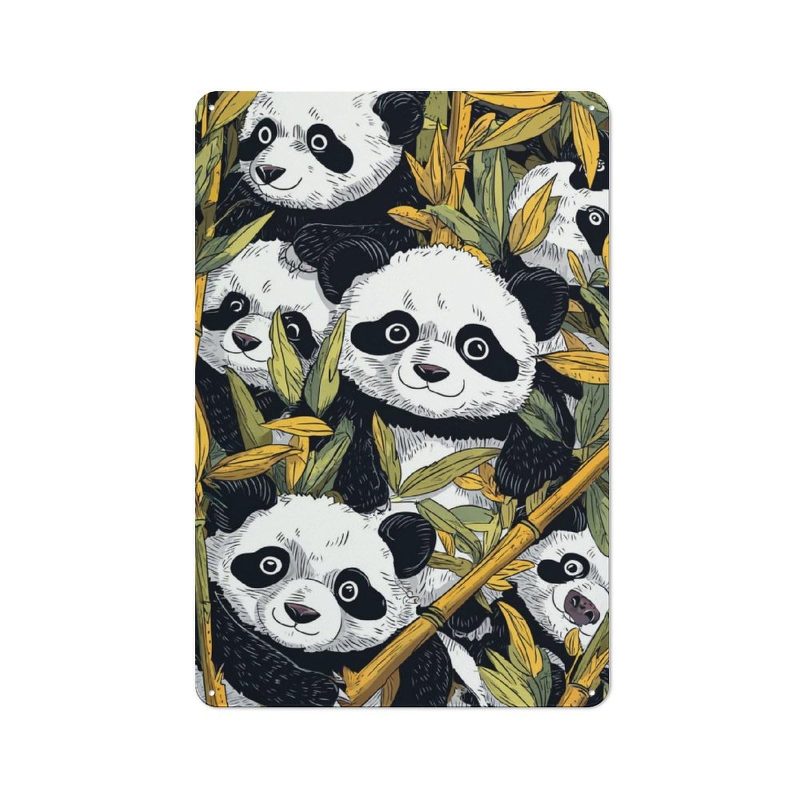 Junmoney Panda Bamboo Hideout Vintage Printed Metal Sign 30X20cm For Workshop Wall, A Decorative Gift For A Newly Furnished Workshop