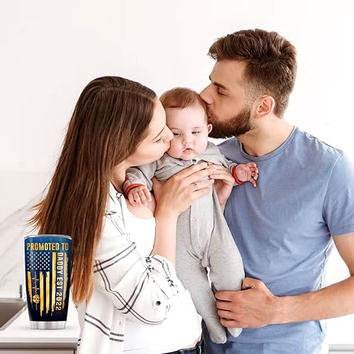 Miniatura 5 de Vaso de 20 onzas con aislamiento duradero de acero inoxidable para el Día del Padre Promoted To Daddy 2023, para acampar o viajar, con aislamiento