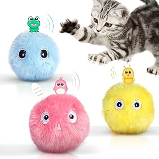 Sponsored Ad - Potaroma 3 Pack Fluffy Plush Cat Ball Toys with Extra SilverVine and Catnip, Interactive Chirping Balls Cat...