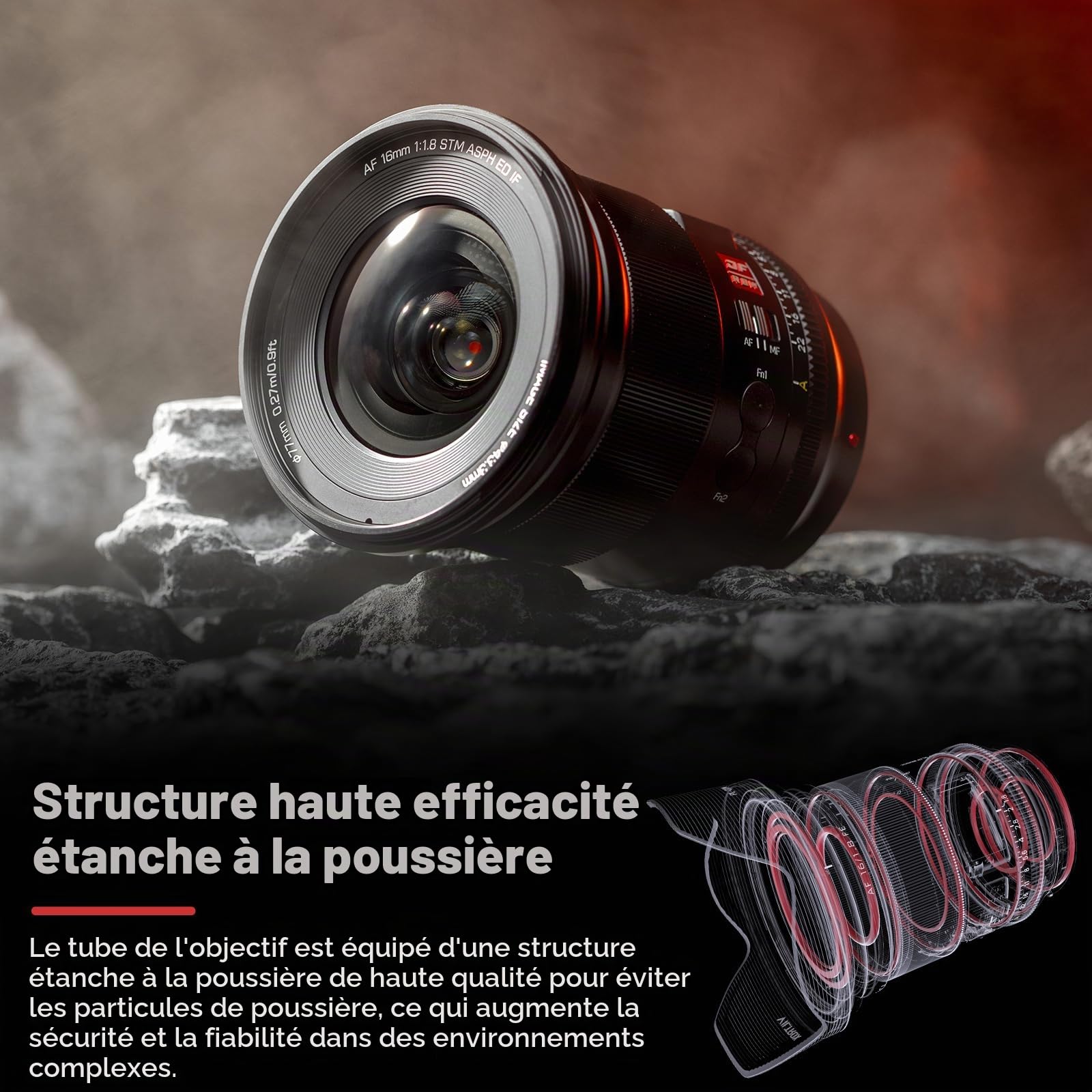 VILTROX 16mm F1.8 E Mount Objectif Autofocus Full Frame pour Sony E Mount Cameras Longueur Focale Fixe Auto Focus Grande Ouverture pour Sony a7 a7C a7III a7RIII a7RIV a7RV a9 a6100