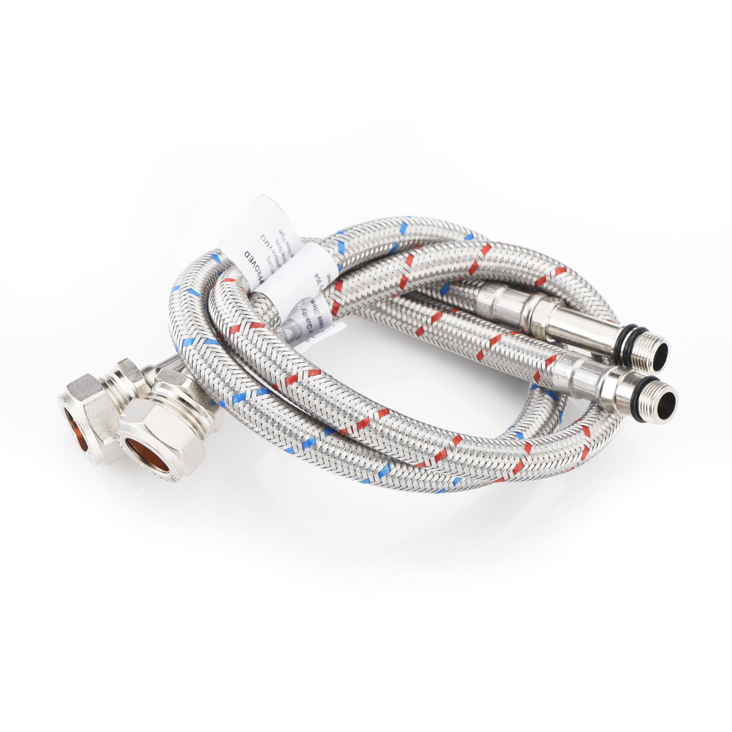 Home Range Pair M12 x 15mm BSP (500mm) Bath Tap Flex Hose | WRAS Approved