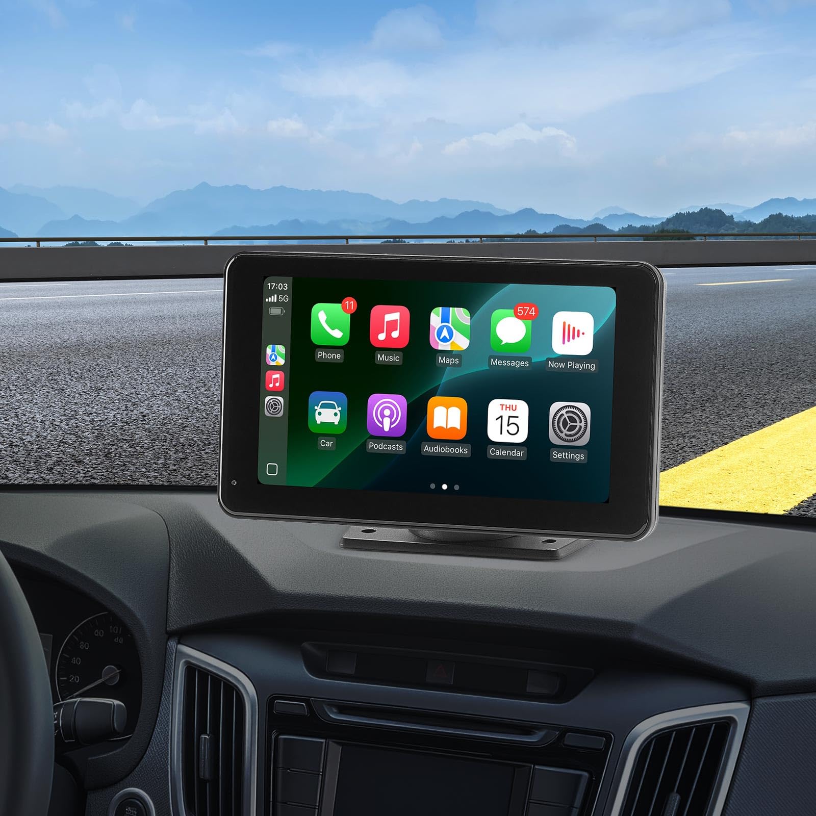 VEVOR Estéreo Inalámbrico para Coche, Radio Portátil HD de 177,8 mm con Pantalla Táctil Compatible con Apple CarPlay y Android Auto, Cámara de Respaldo, Control de Voz, Bluetooth, Navegación GPS