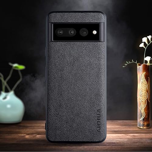 Miniatura 2 de Funda protectora completa para Google Pixel 7, funda de cuero premium para teléfono con diseño retro para Google Pixel 7 5G (negro)