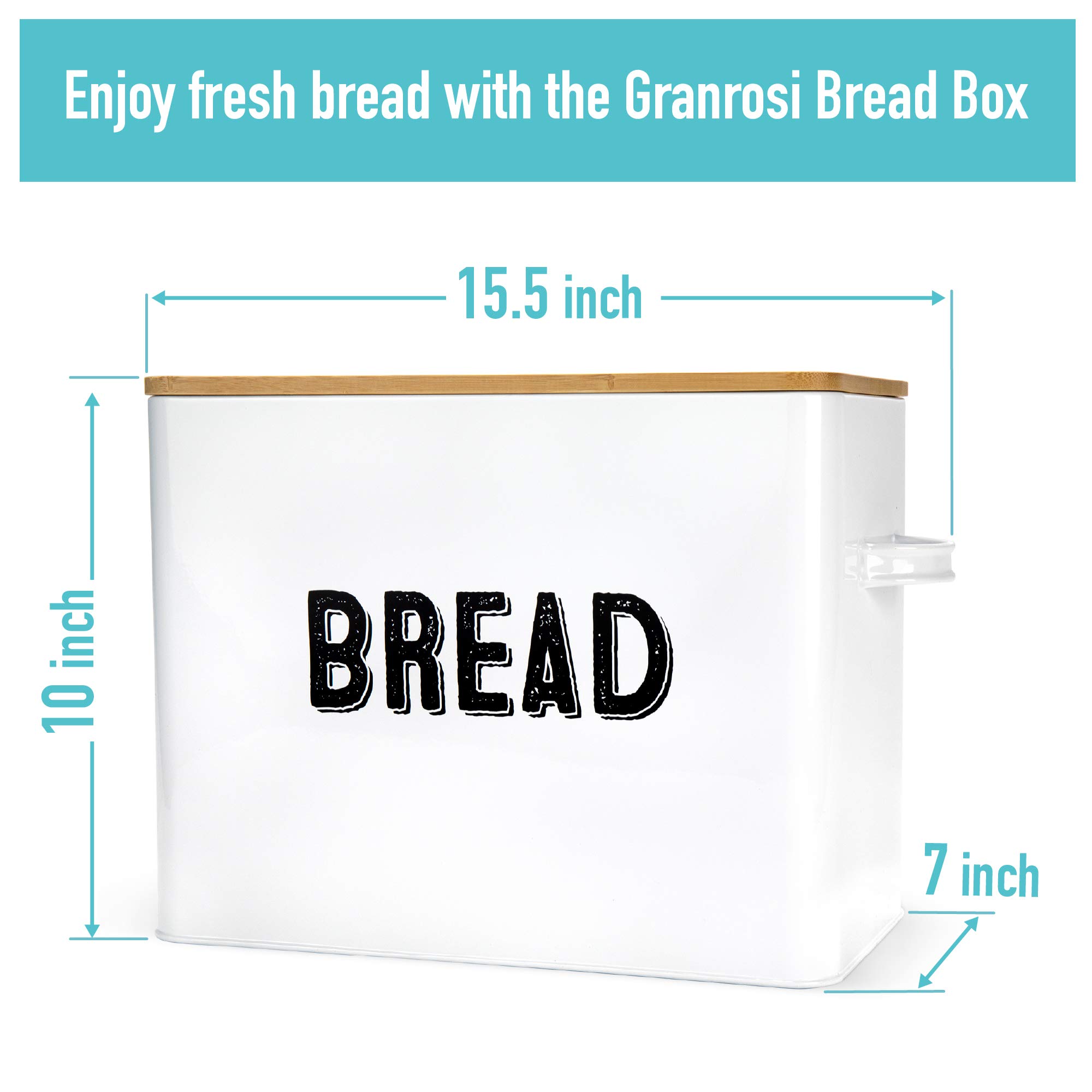 Granrosi Stylish Farmhouse Bread Box For Kitchen Countertop Extra