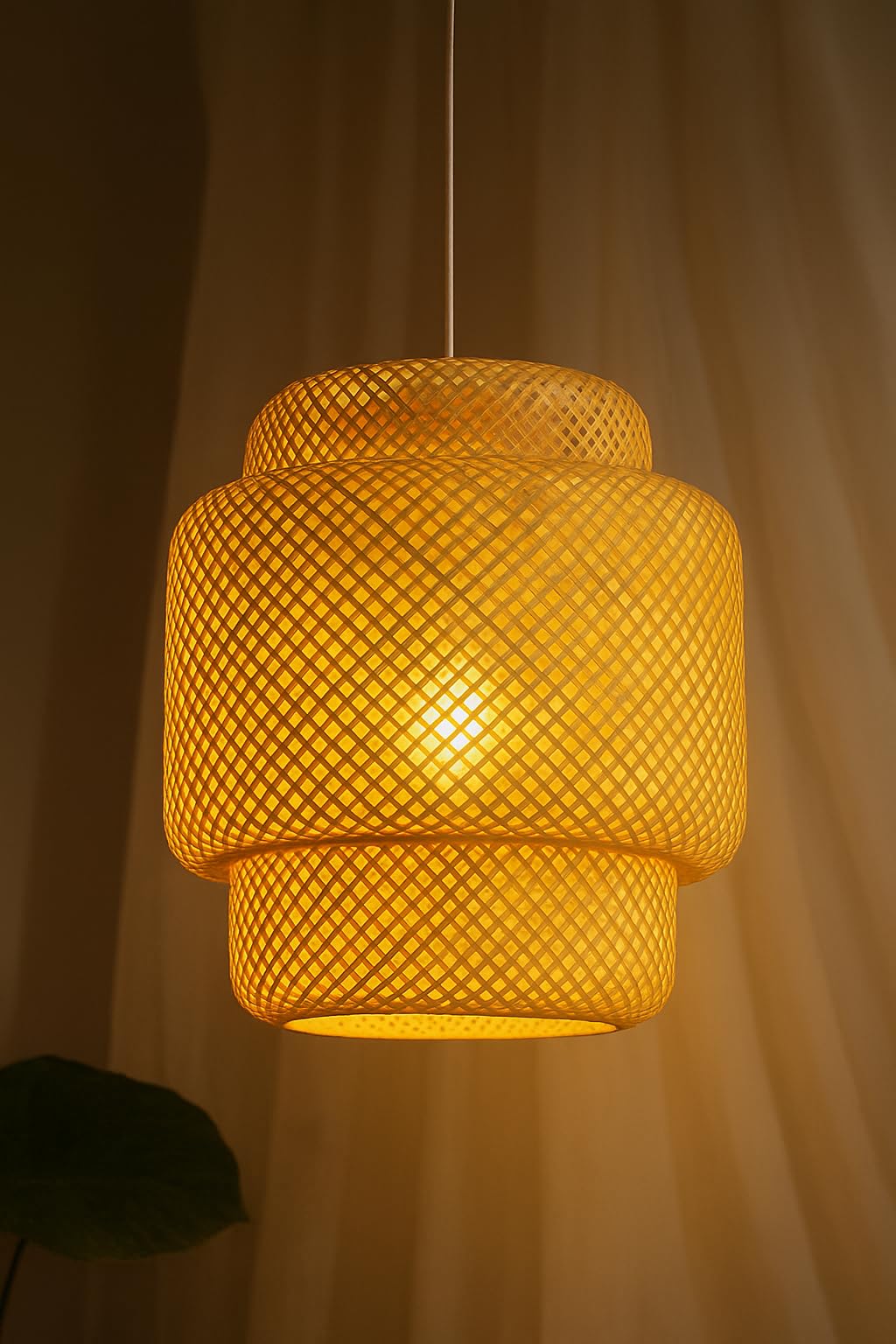 Craftscape Antique Handmade Bamboo Hanging Lamp Shade Perfect Hanging Lights For Living Room/Home/Hotel/Cafe/Restaurant Decor 14inch (hl0003) (Antique Large)-image-9