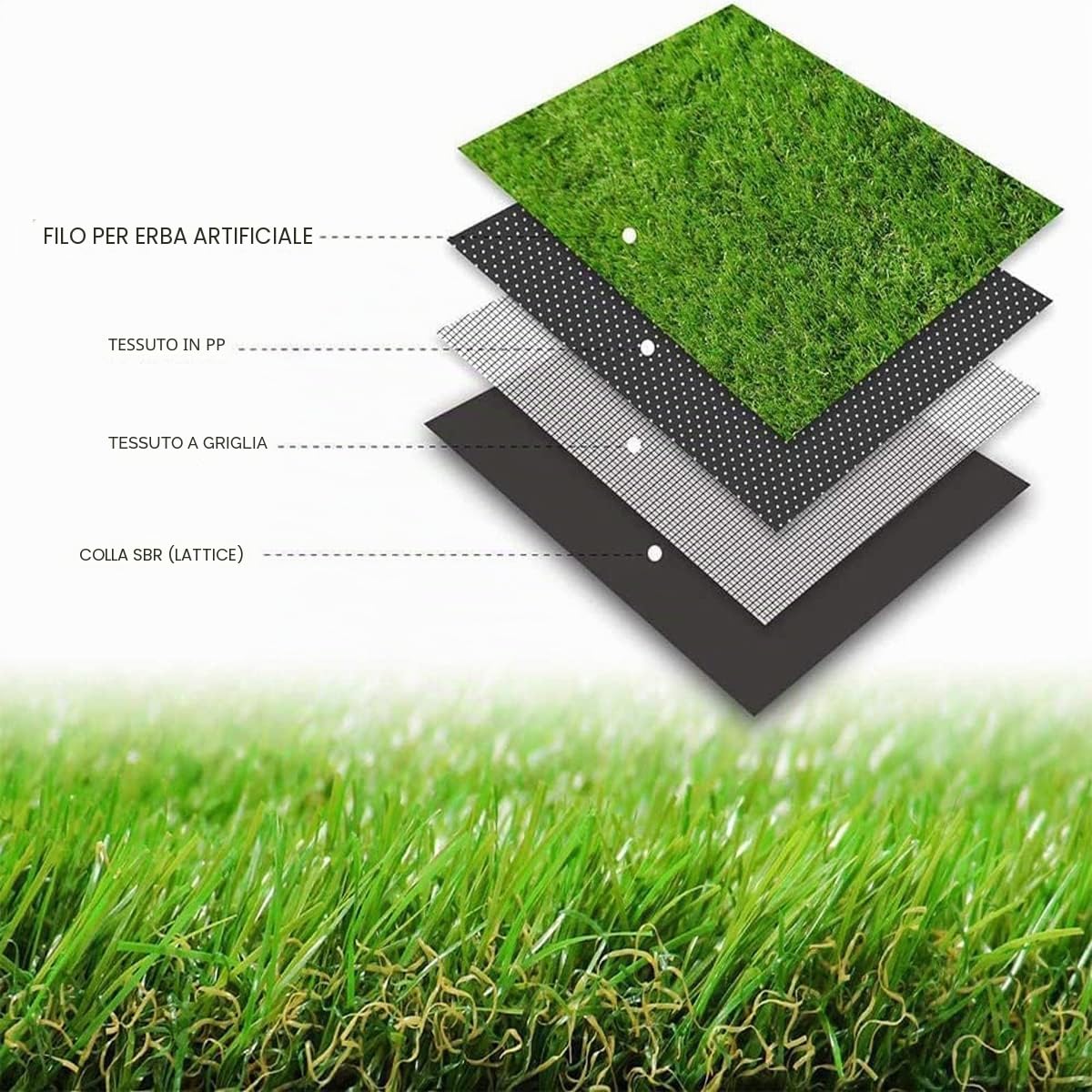 Rotolo di erba artificiale 1 m × 10 m × 30 mm Altezza del mucchio Tappeto erba artificiale ad alta densità Piastrelle per erba artificiale dall'aspetto realistico Tappeto erboso artificiale