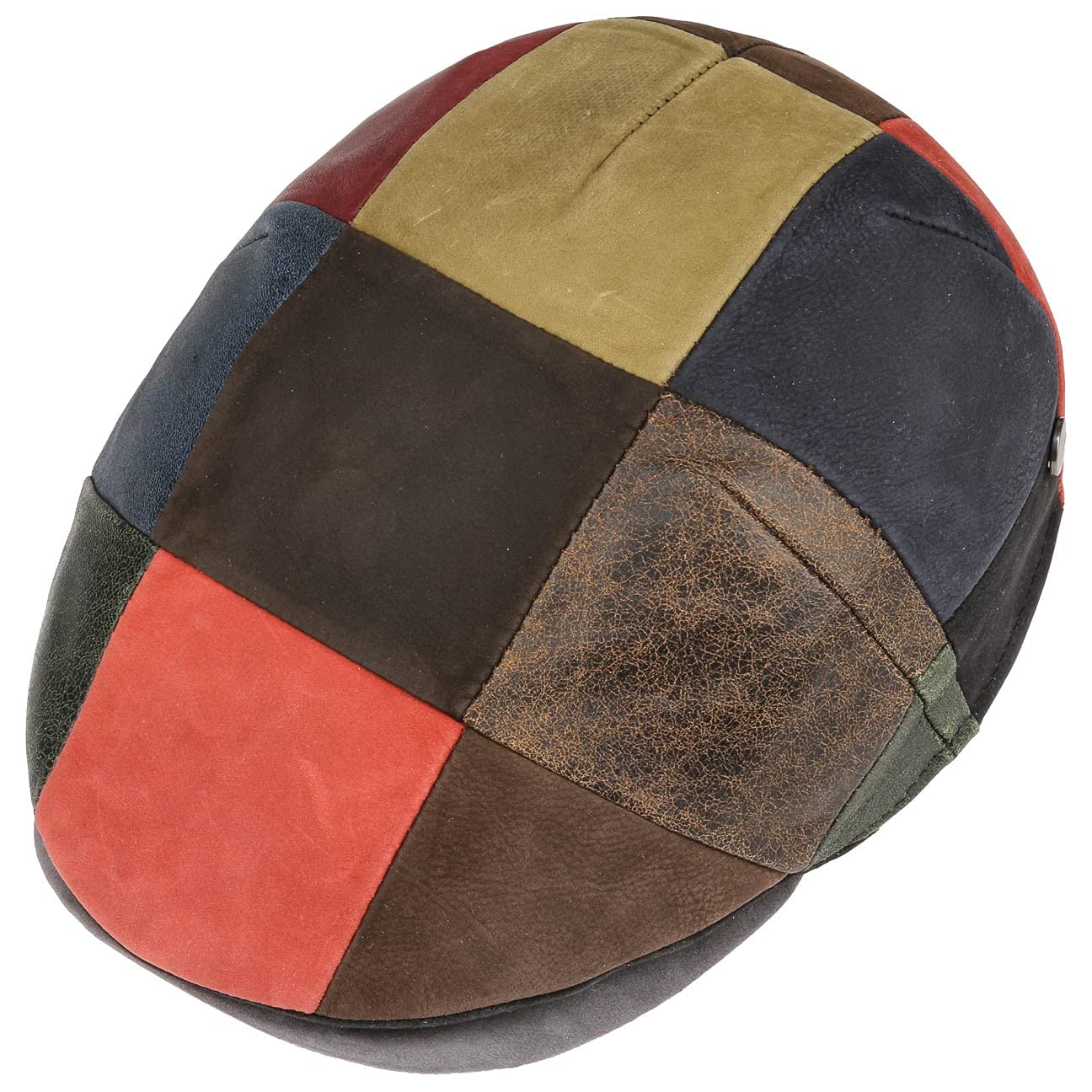 Lierys Capri Bic Leather Patchwork Flat Cap Men Mixed Colours 7 1/2