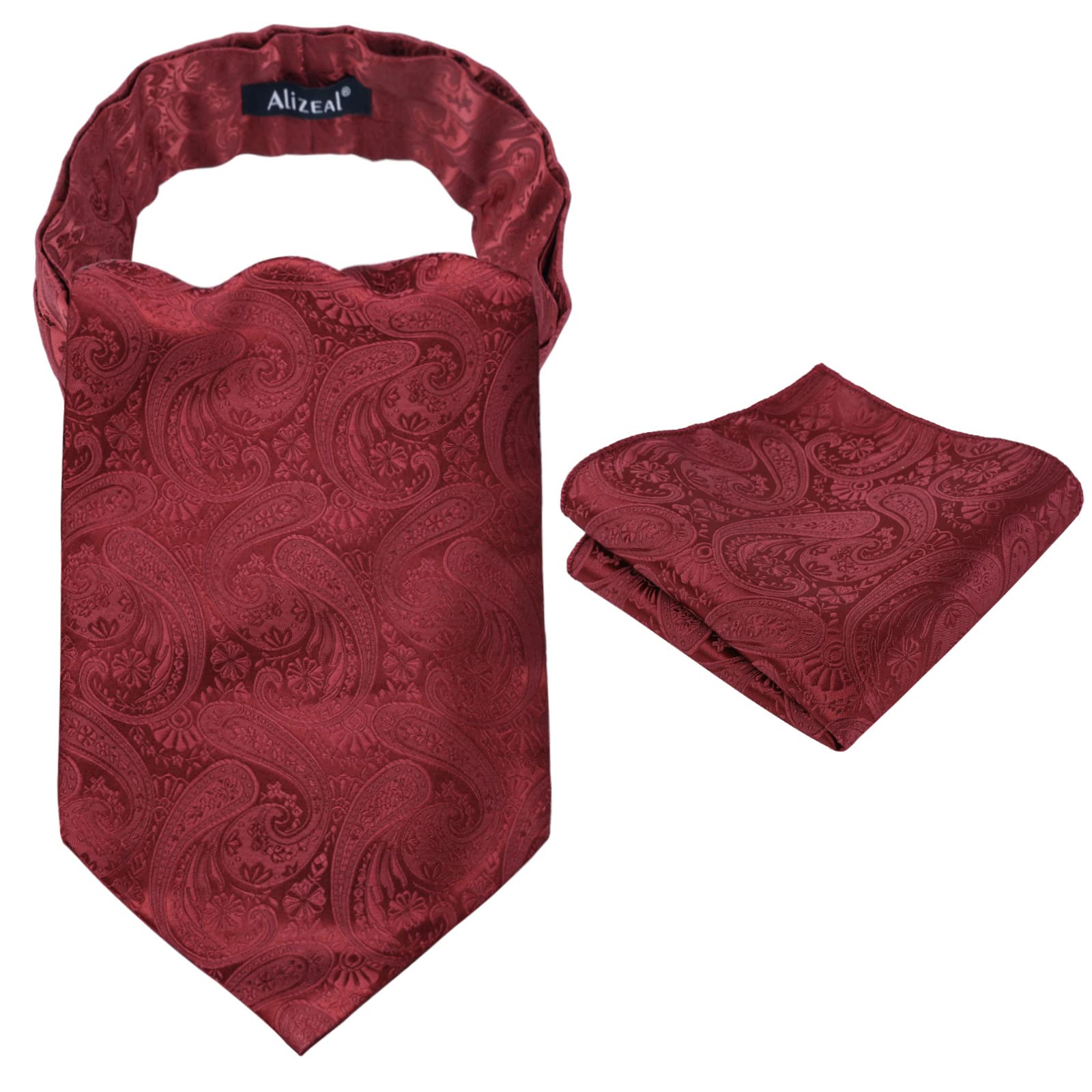 Alizeal Mens Self-tied Cravat Tie Ascot and Pocket Square Set