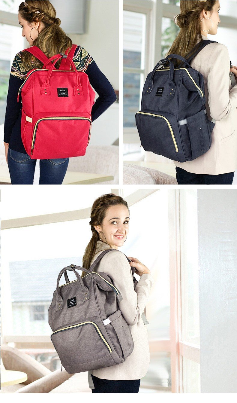 Land Diaper Bag Nursing Backpack Waterproof Stylish and Durable (Coral)