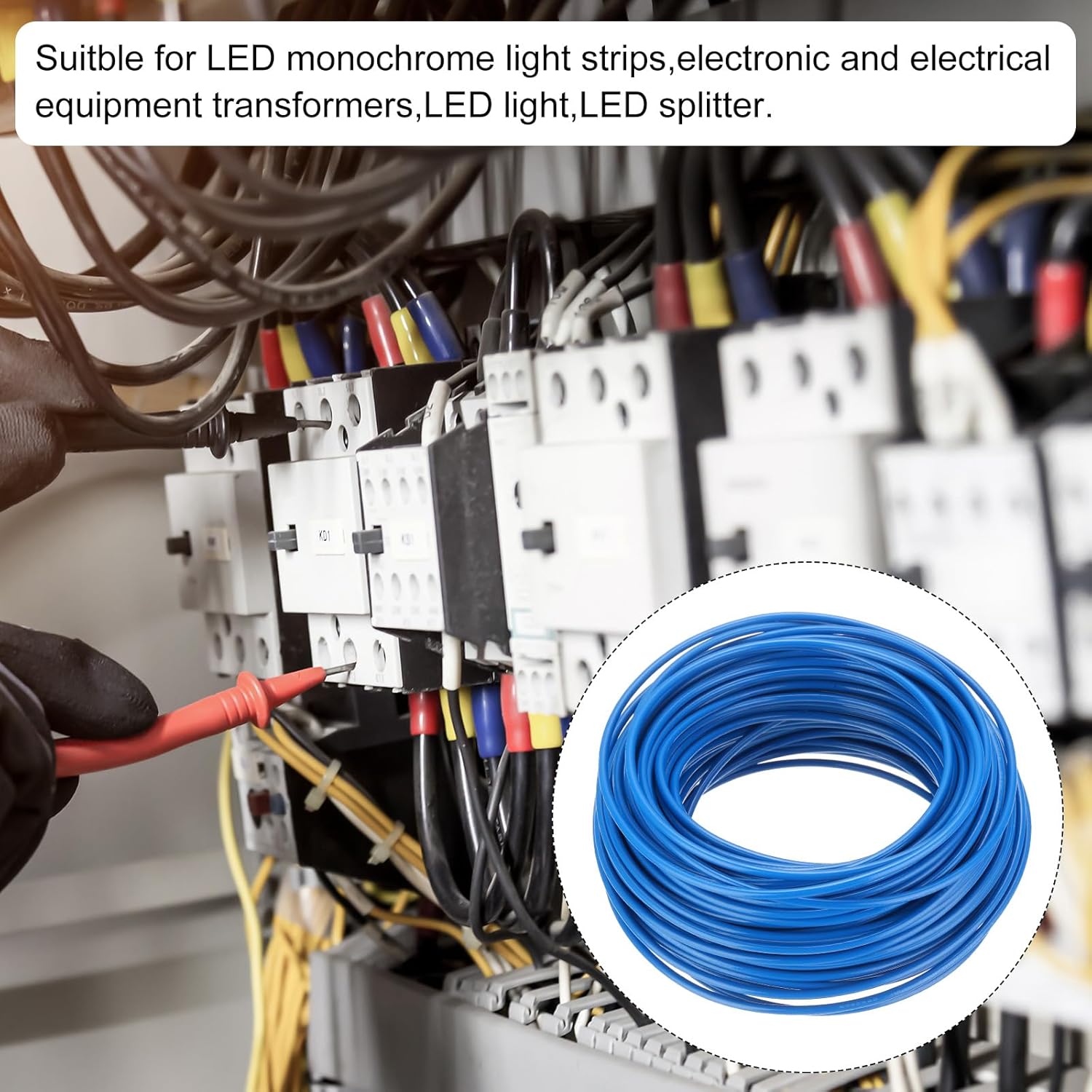 MECCANIXITY 100 Feet Electrical Wire Insulated Stranded Copper 14 AWG Hook Up Wire Cable THHN Wire Doorbell Wiring, Industrial, Trailer Wiring, Electrical Rated for 600 Volts,UL Listed,Blue