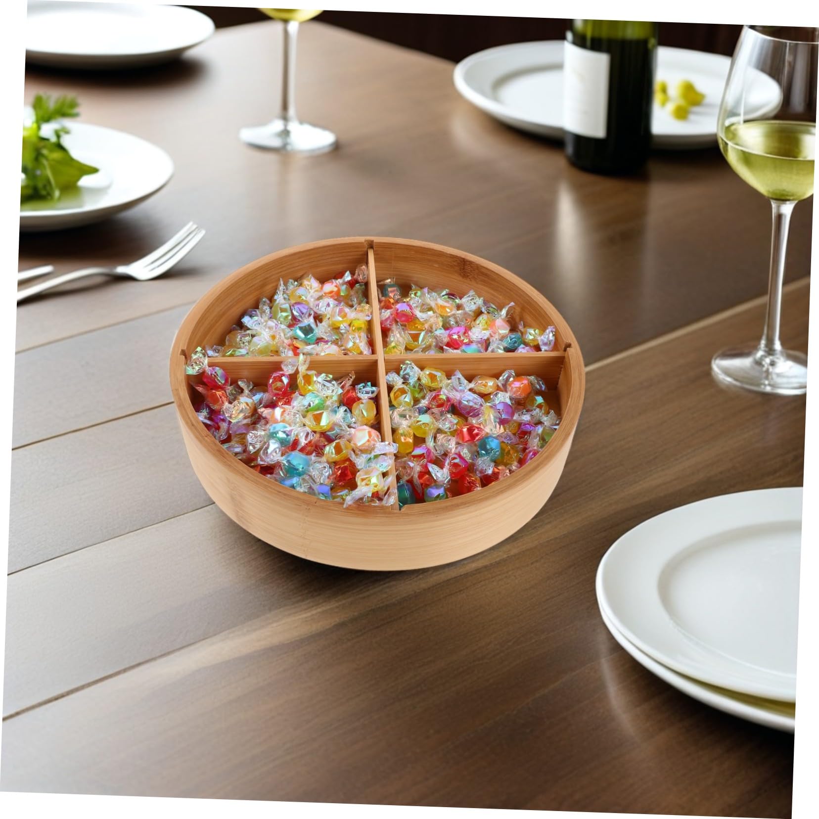 Cabilock Plateau à Fruits Secs Compartimenté avec Couvercle Boîte de Rangement pour Bonbons et Noix Organisateur de Cuisine et Salon