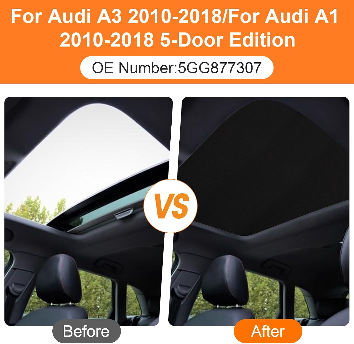 Car Panorama Sunroof Sunshade Curtain Cover Assembly 8VD877307 for Audi A3 2010 2011 2012 2013 2014 2015 2016 2017 2018/for Audi A1 2010-2018 5-Door Edition (Black)