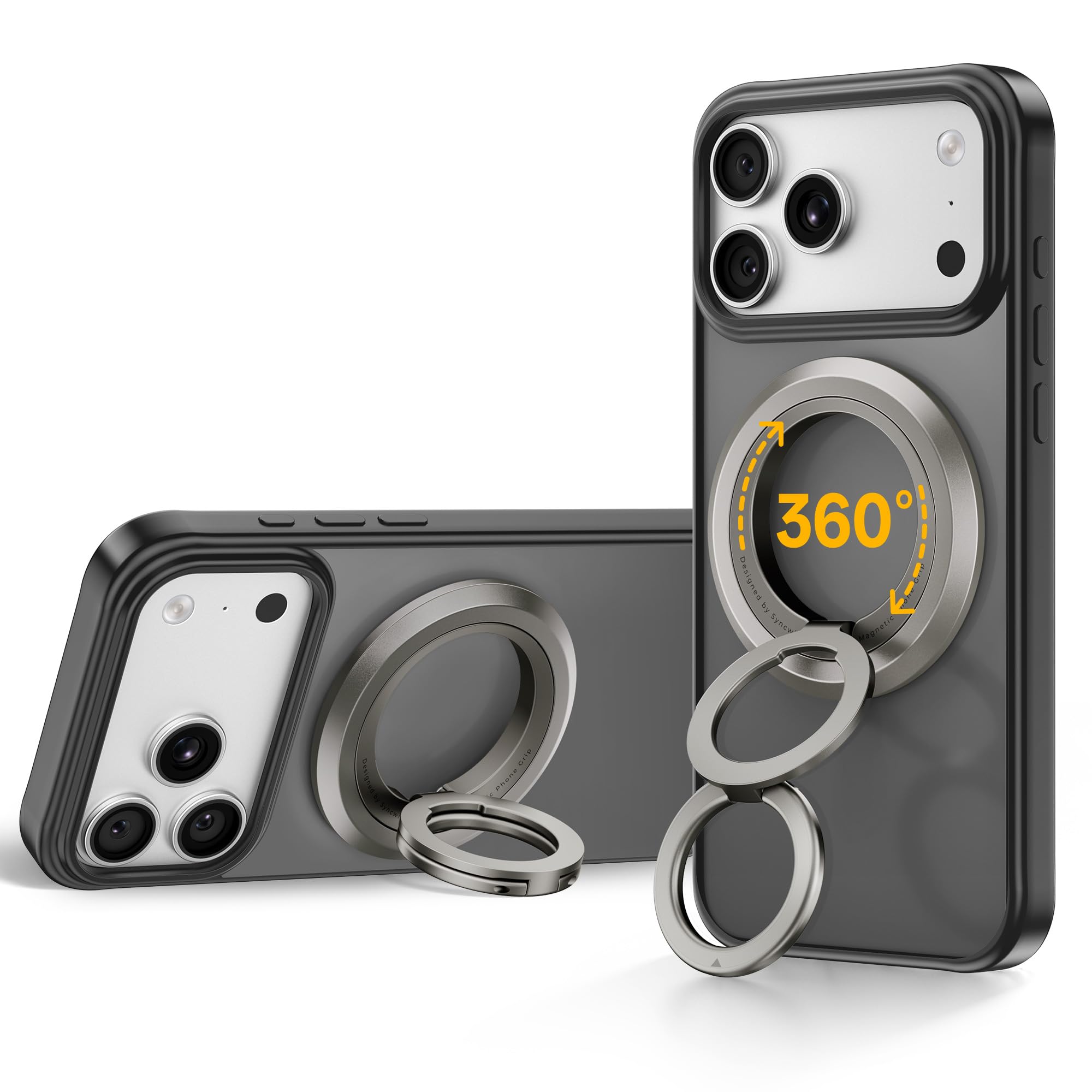syncwire for magsafe ring phone holder, 360â° rotation magnetic cell phone grip dual-sided magnets phone ring kickstand compatible with iphone 17 16 15 14 13 12 pro max magsafe, android, samsung etc.