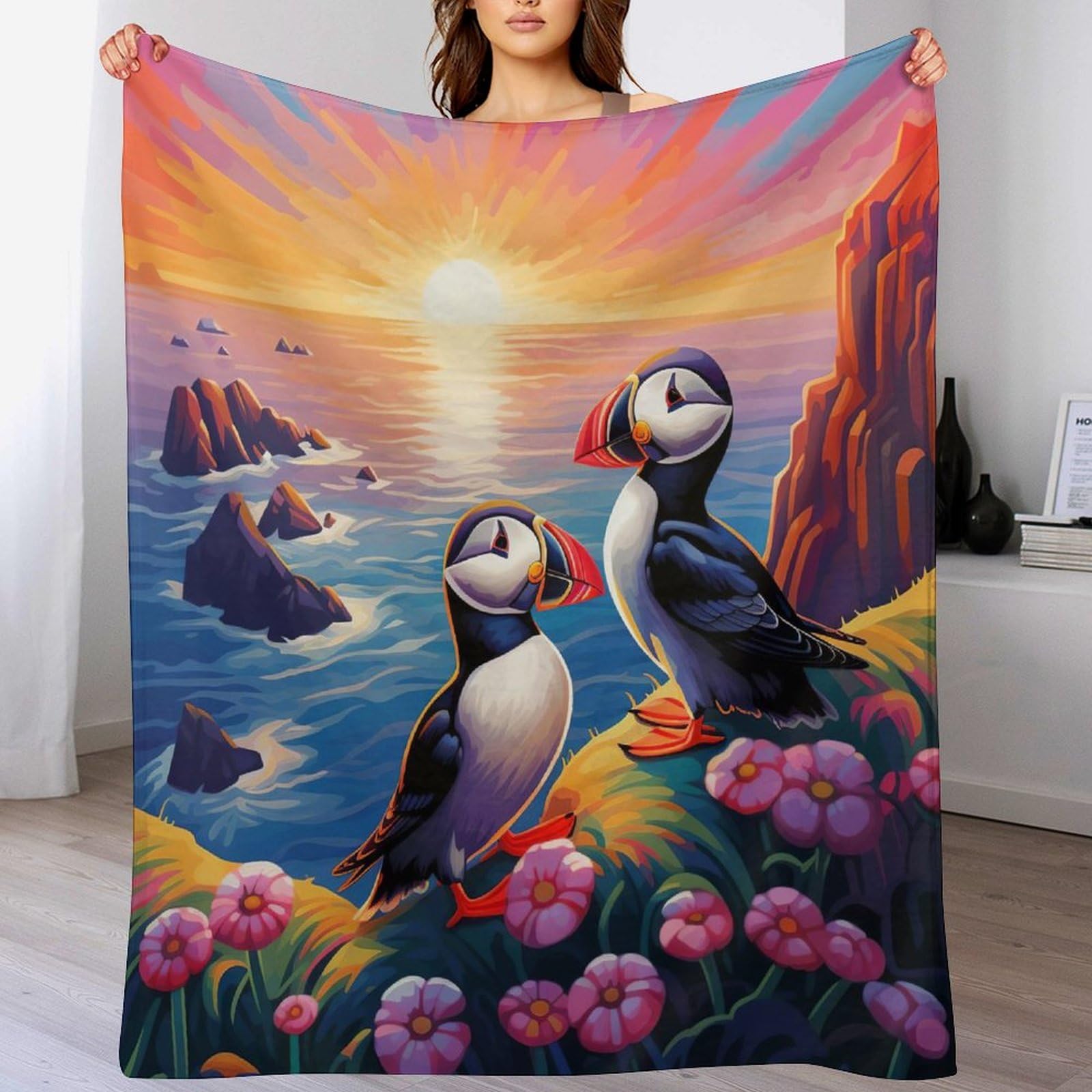 Couverture oiseau 3D en polaire flannel 130x150 cm pour lit