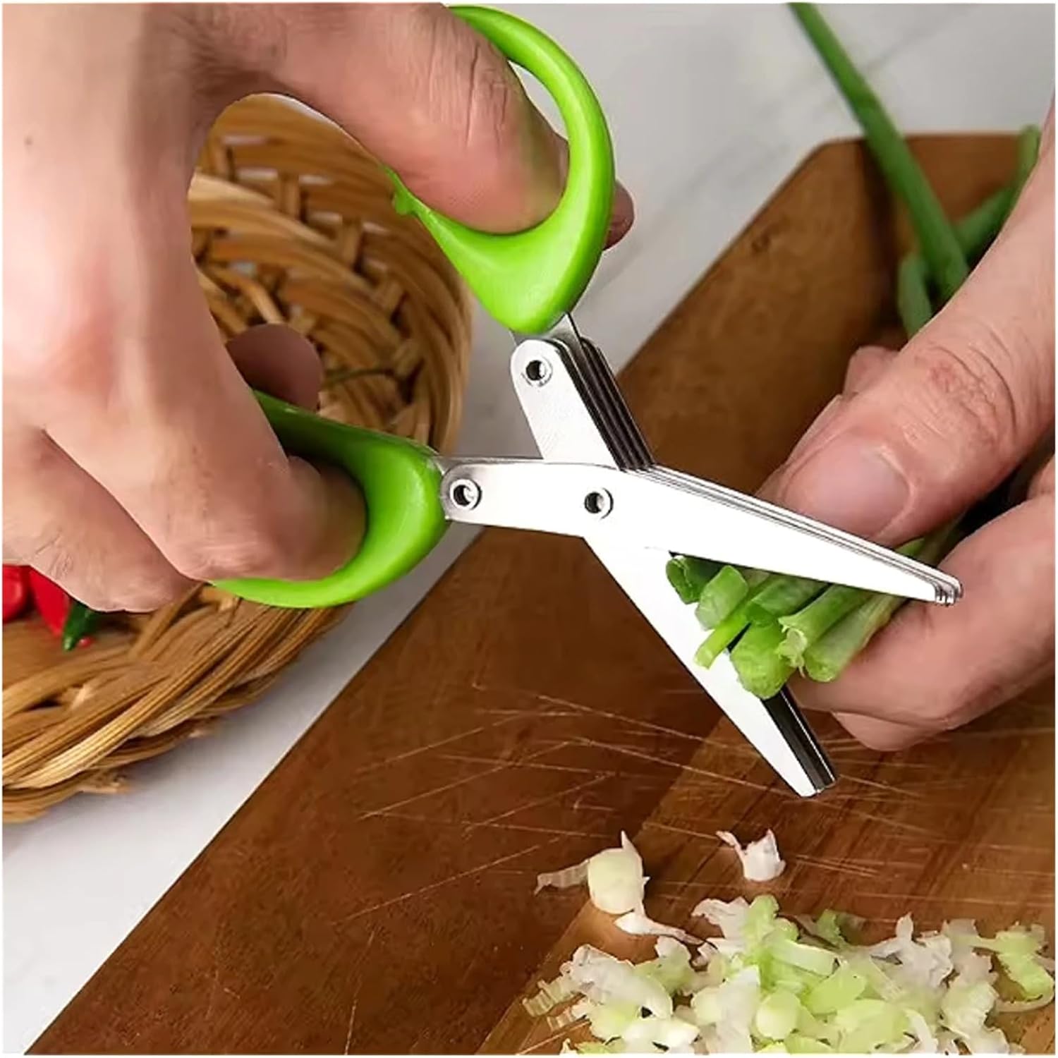 Multifunctional Scissors Stainless Steel 3/5 Layer Kitchen Scissors Scallion Cutter Pepper Herb Laver Spices Onion Cooking Tool(5 layer)
