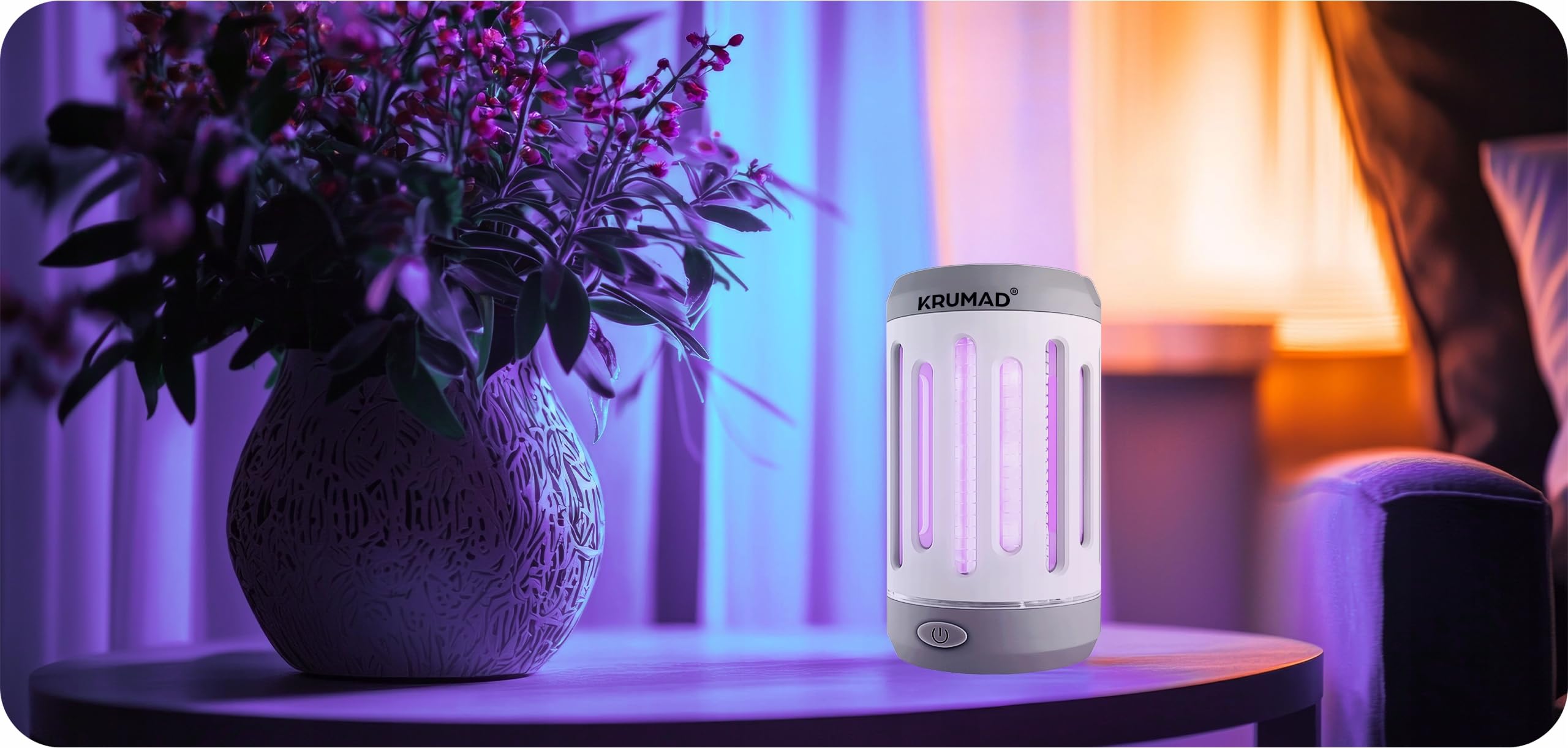 KRUMAD Lampa owadobójcza UV LED 5W, przenośna bezprzewodowa z akumulatorem i ładowaniem USB, lampa na komary i muchy do domu i na zewnątrz, pułapka elektryczna na owady