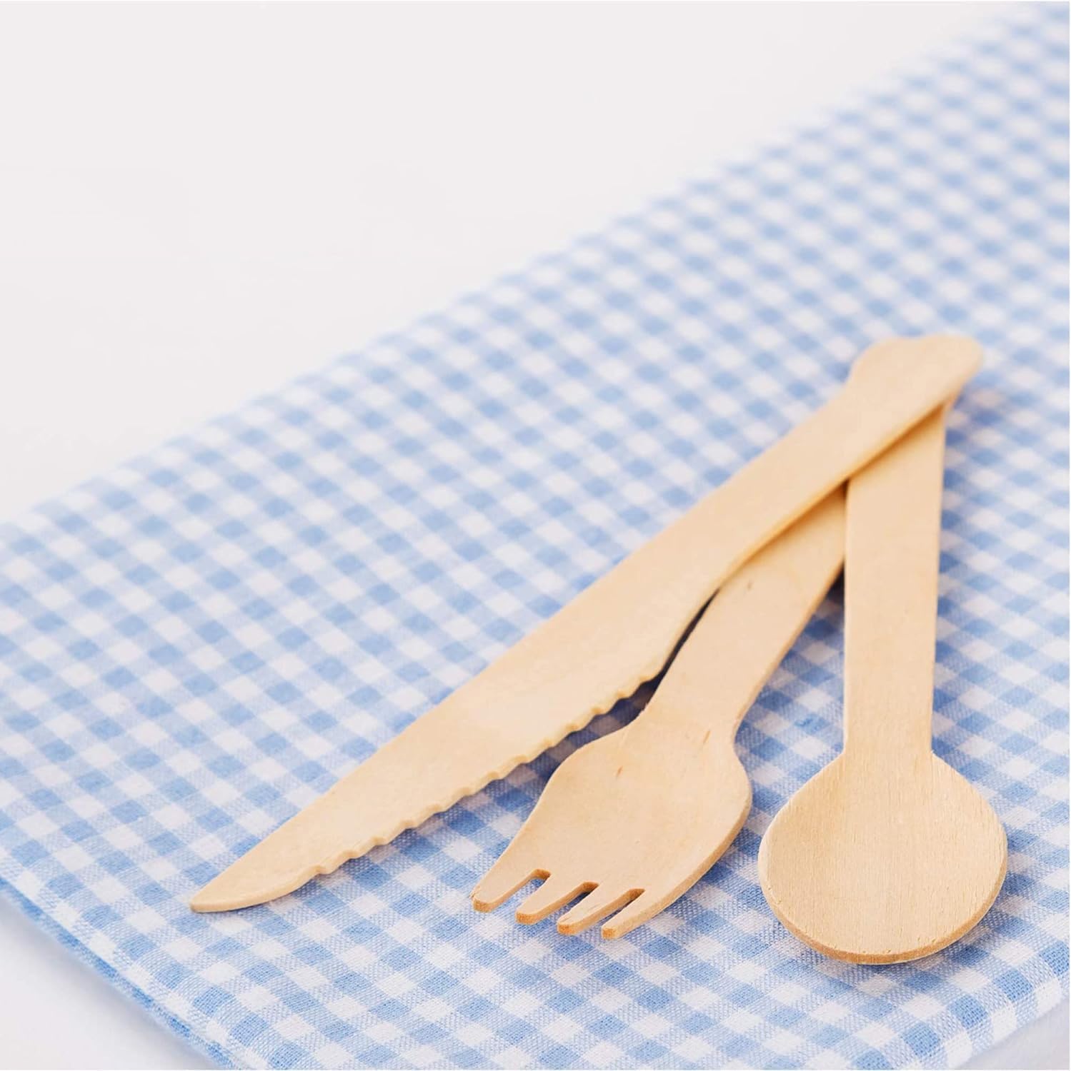 DETERMONDO 250 pezzi Set Posate Usa e Getta in Legno Imbustate Biodegradabili Compostabili con Salvietta Forchette Usa e Getta Coltelli Legno Salviette