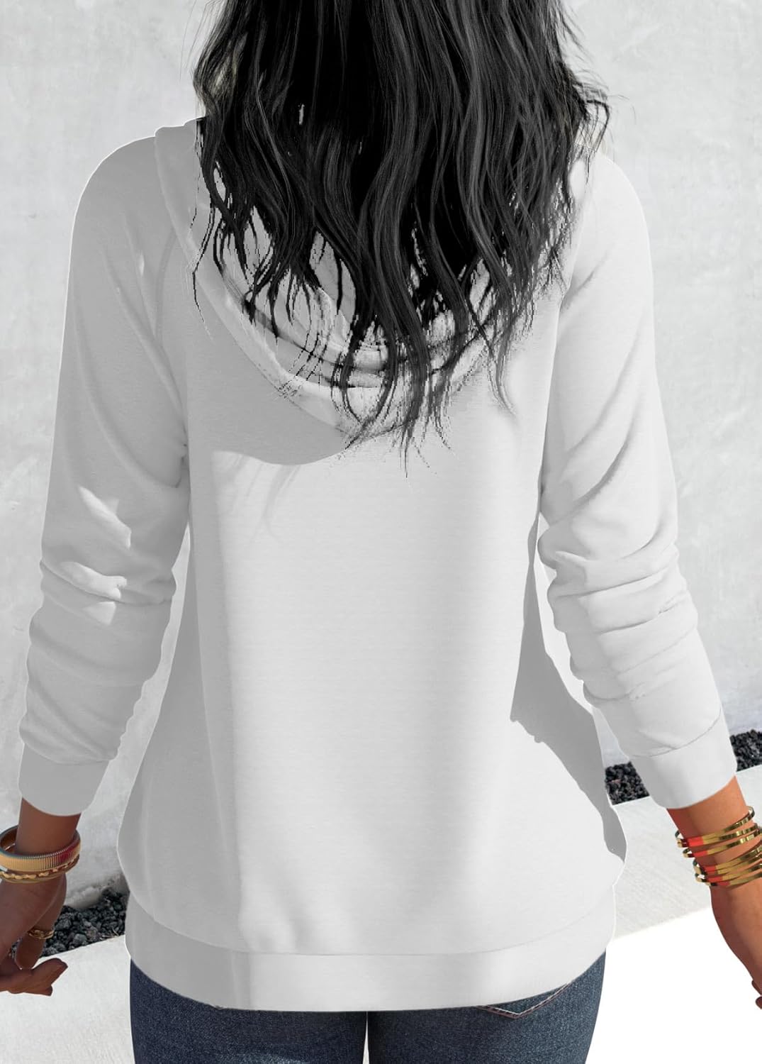 Nimsruc Hoodies For Women Pullover Casual Long Sleeve Oversized Sweatshirts Trendy Cute Hoodie Outfits White M - Image 4