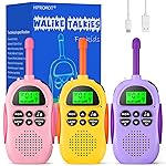 HPROMOT Walkie Talkies for Kids Rechargeable 3 Pack Walkie Talkies, Long Range 22 Channels 2 Way Radio Kids Birthday Toy Gift for 3-12 Year Old Boys Girls Outdoor Adventures Camping Hiking