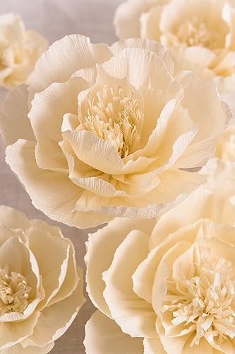 Miniatura 2 de Paquete de 3 flores de papel crepé de 10 pulgadas para pared, flores artificiales para decoración de bodas, decoración de fondo de flores, baby