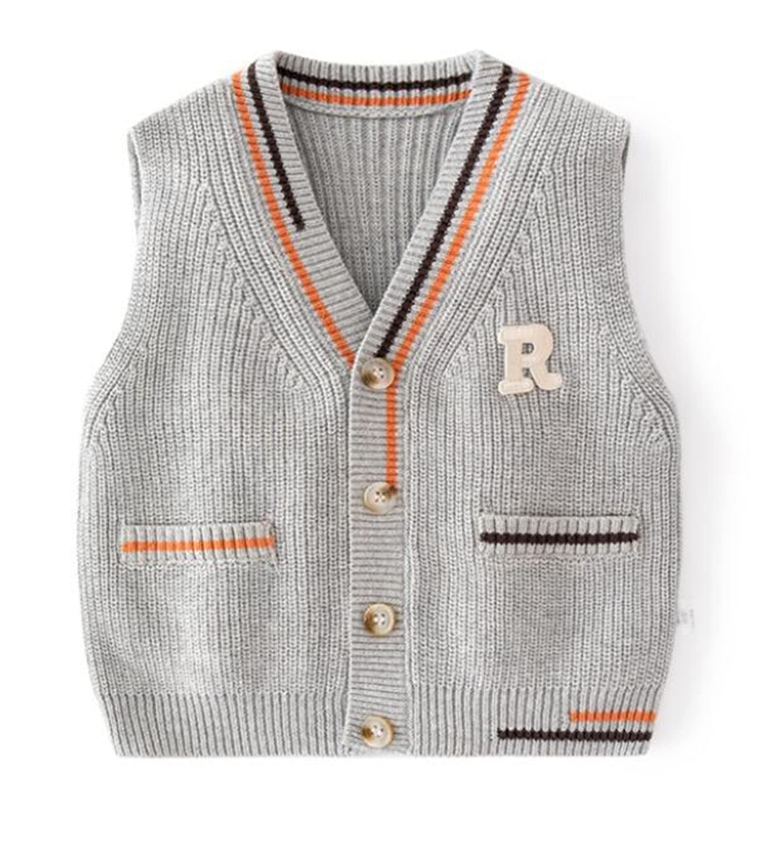 Unisex Baby Sweater Vest Knitted Soft Uniform Cotton V-Neck Sleveeless Waistcoat Vest
