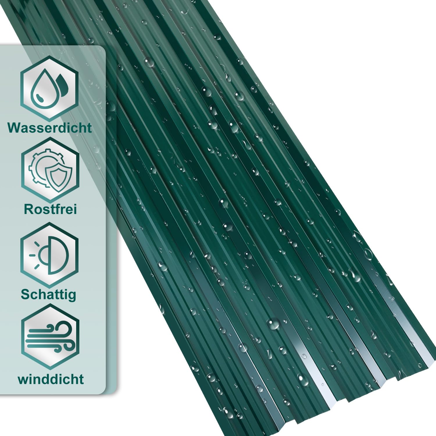 129 cm x 46 cm Chapa trapezoidal 24 piezas, placas de techo de acero galvanizado de 0,25 mm de espesor, placas de chapa ondulada para techo, placas de techo de chapa, 7 m² Chapa de techo verde