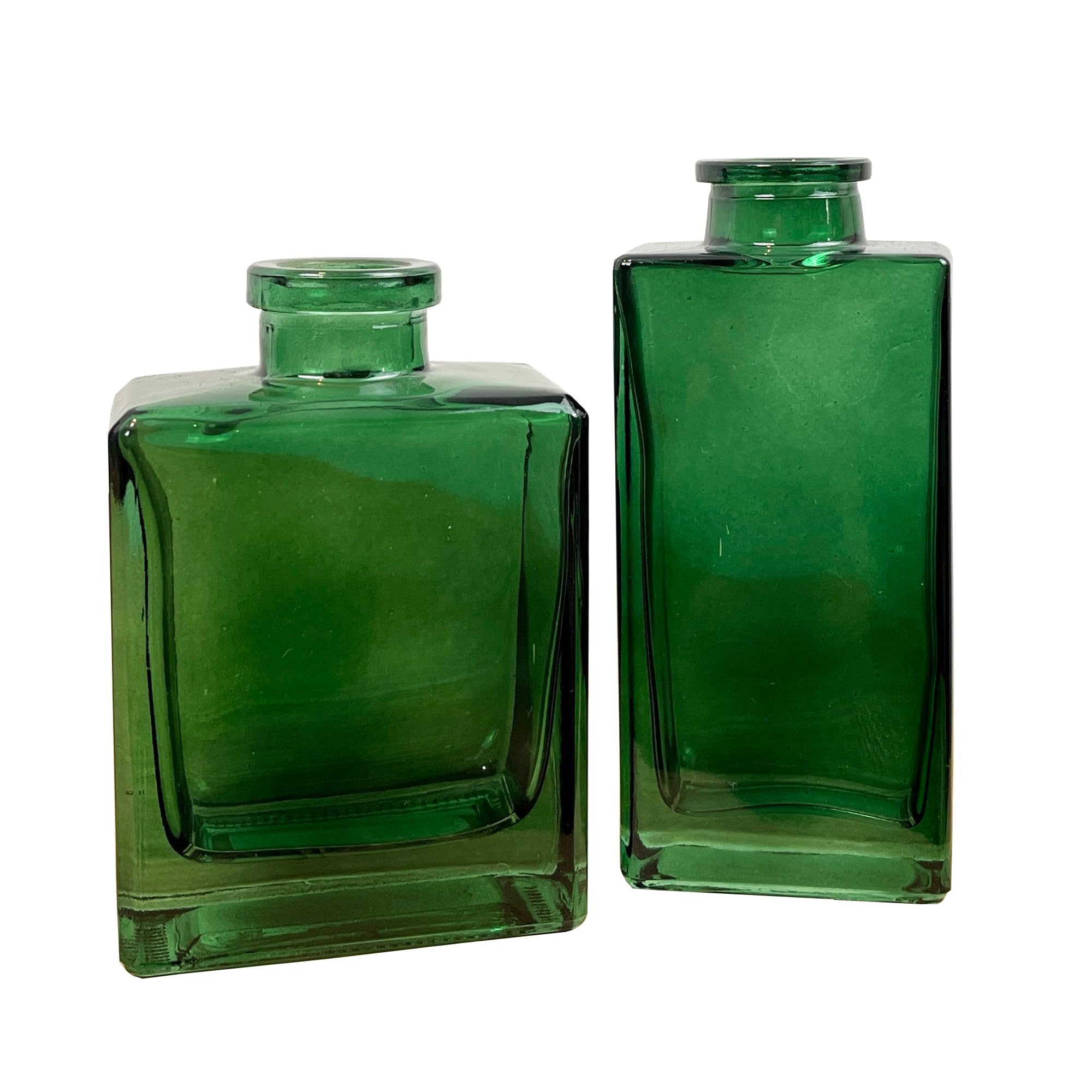 Alfie Francis Green Set Of 2 Small Rectangular Coloured Glass Bud Vases