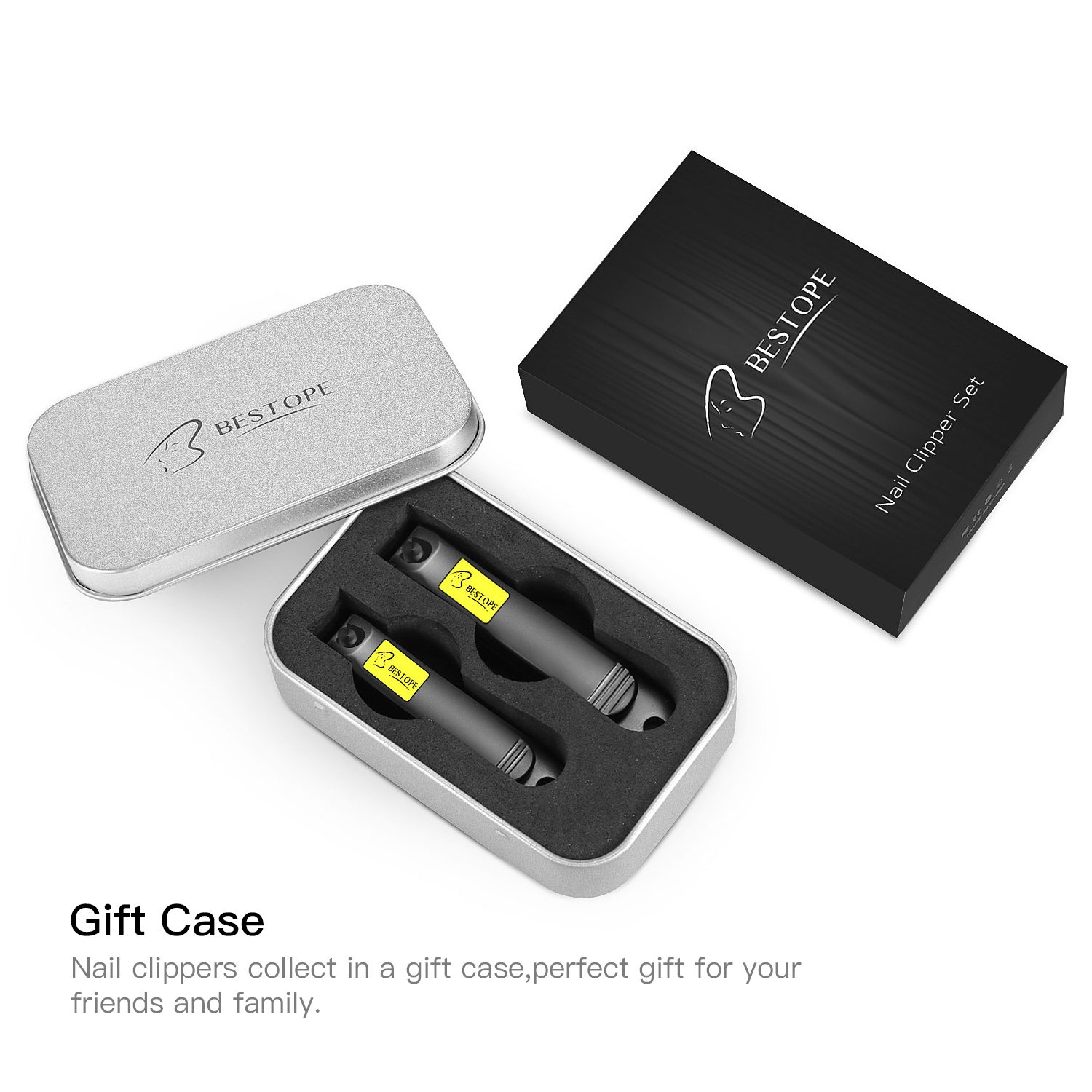 Bestope PRO Set Tagliaunghie Professionale 2 Pezzi- Taglia Unghie Professionali per Unghie e Piedi, Nail Clipper per unghie per Uomo e Donna