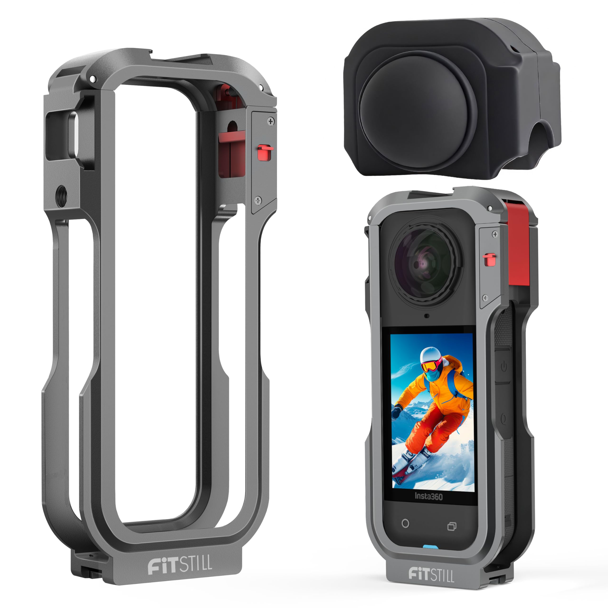 FitStill Schutzhülle für Insta 360 X5, Aluminium-Schutzgehäuse + Silikon-Linsenabdeckung, kratzfest, staubdicht, Zubehörset