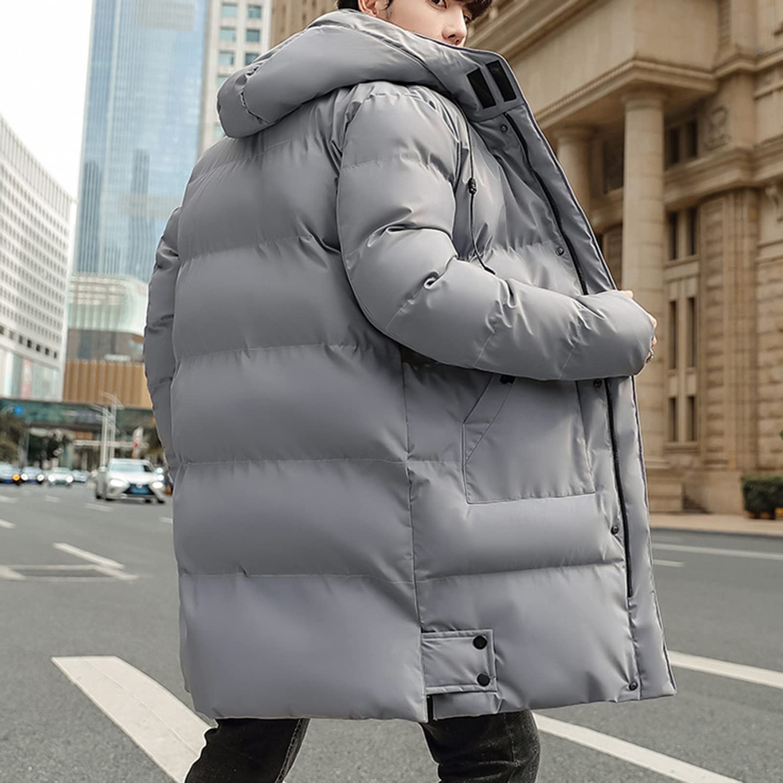 Cappotto lungo da uomo Inverno Piumino Giacca con cappuccio Addensato Cardigan Imbottito Caldo Plus Size Cappotto di Inverno Abbigliamento quotidiano