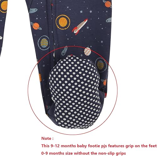 Miniatura 5 de Aablexema Pijama de bebé con puños de manopla, doble cremallera, ropa de algodón para bebés, pijamas para dormir con pies