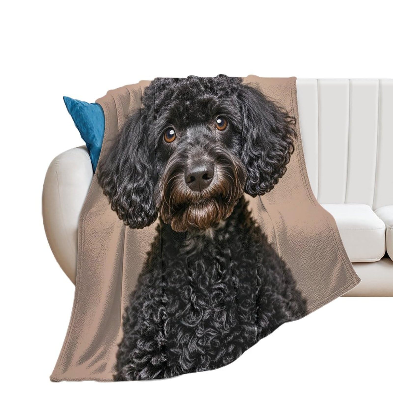 Couverture carlin noir en peluche douce pour lit et canapé
