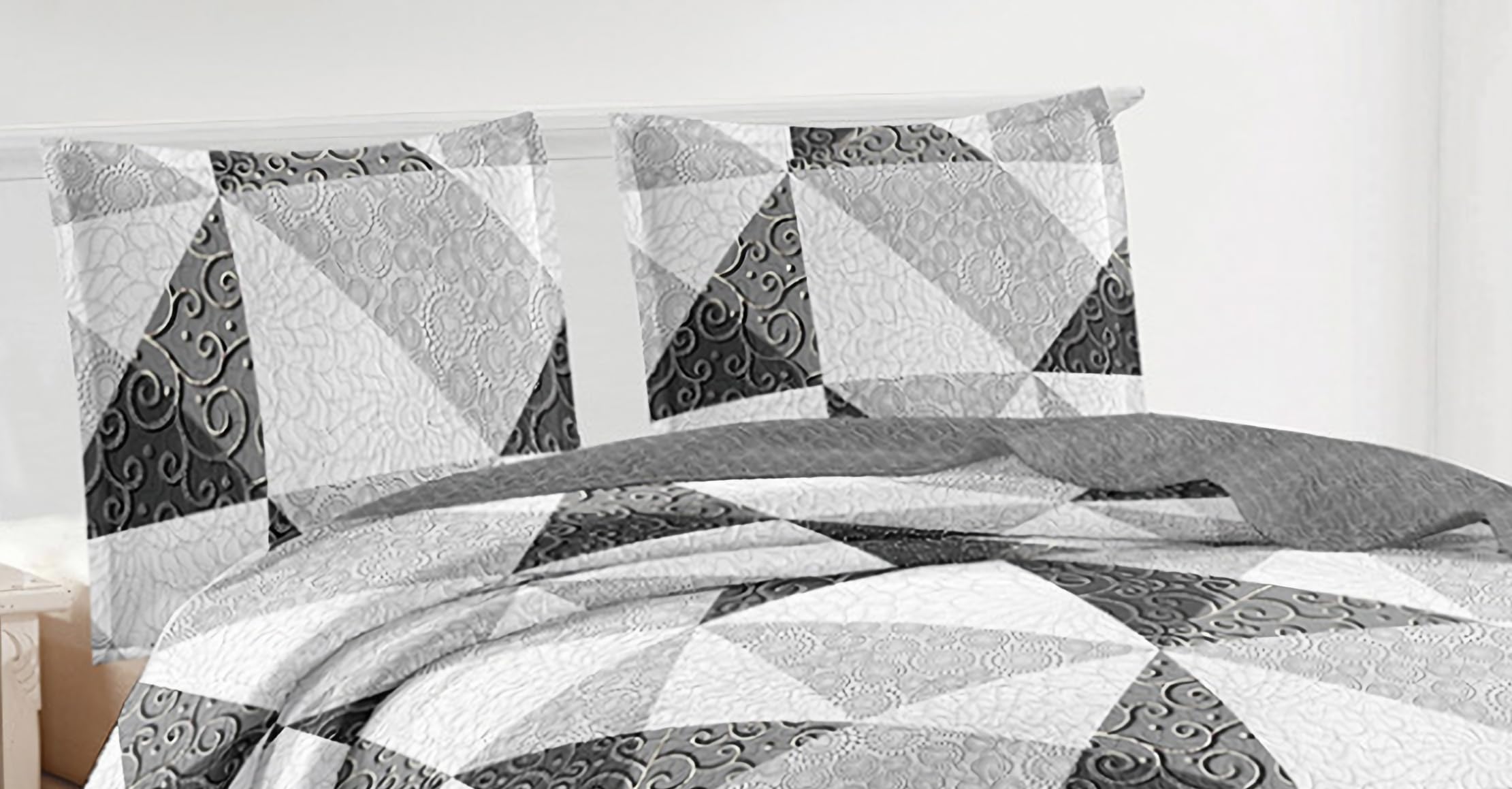Fanny & Céline Couvre lit boutis 2 Places 220x240cm Dessin imprimé avec 2 Taies 65x65cm_M23-6004
