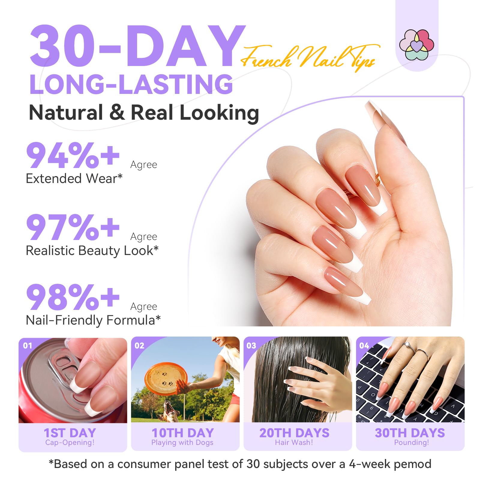 SAVILAND Acrylic Nails Kit with Nail Tips: 30 Days Long Lasting Nudes Acrylic Gel Nail Tips 160 Pcs Full Cover Long Coffin Nails Press Ons Acrylic Powder Liquid Fake Nails Healthier French Nails - Image 4
