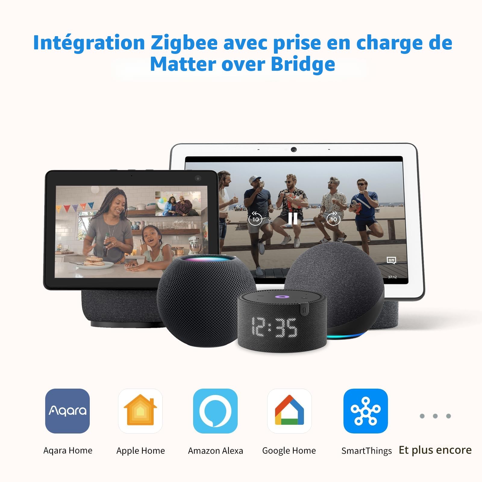 Aqara Contrôleur de Valve T1, Aqara Hub Zigbee 3.0 Requis, Matter over Bridge, Combiné aux Détecteurs de Fuite d'Eau, Arrêt par Télécommande App, Compatible avec HomeKit, Alexa, Google Home