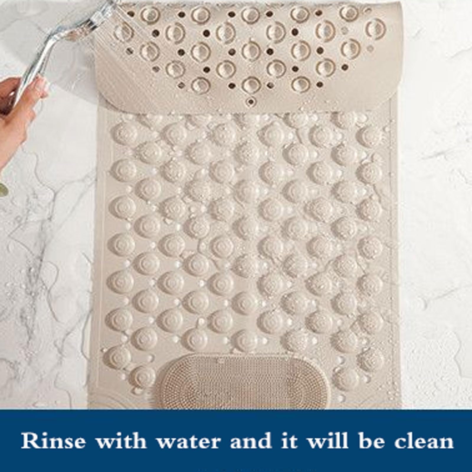 la Ducha, Alfombra De Bañera Antideslizante Suave,Alfombra De Baño Larga,con Ventosas Antideslizantes, PVC,para Baño Y Bañera,para Pisos De Ducha,Bañera(Pink,Width 50CM*Length 80CM)