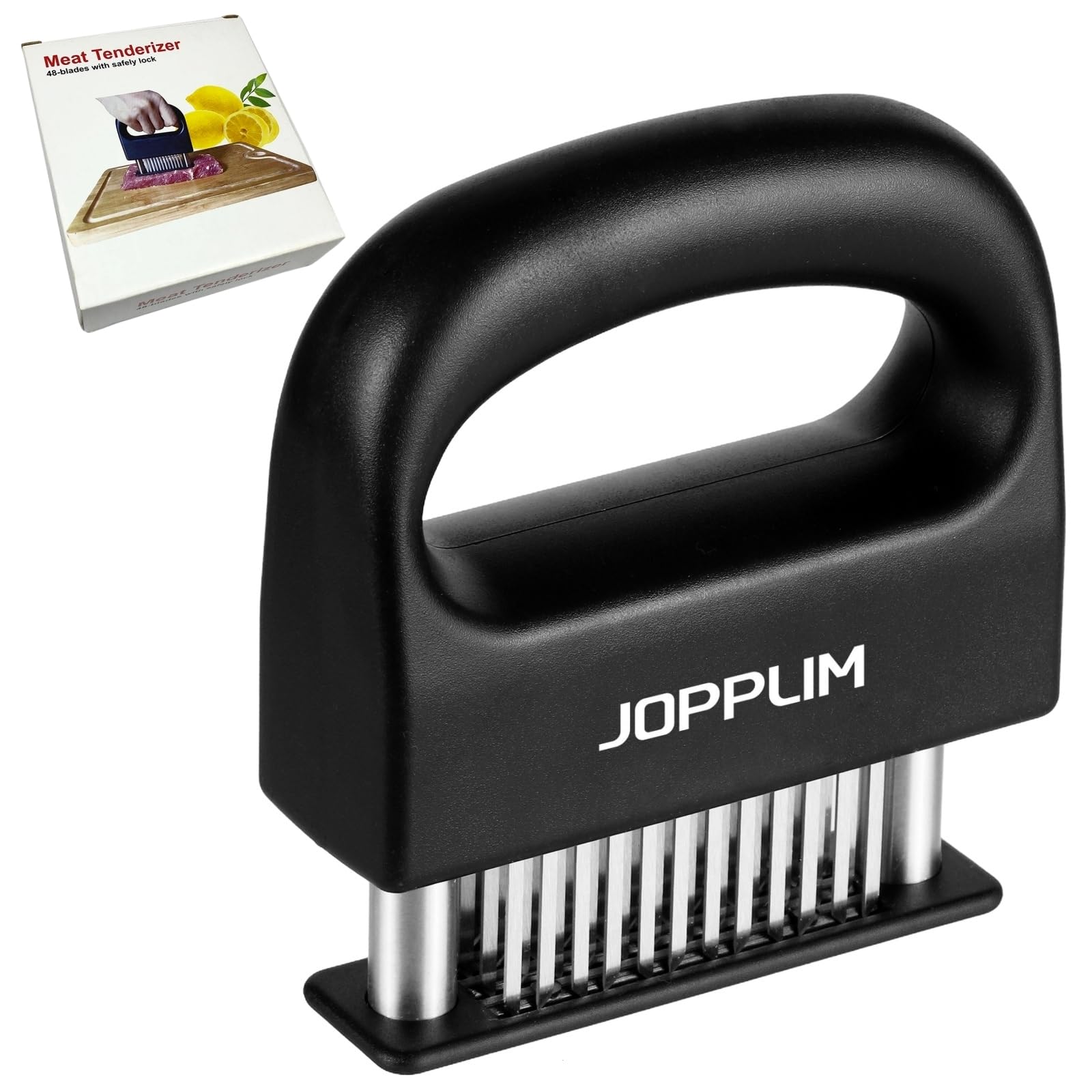Jopplim Meat Tenderizer, With 48 Stainless Steel Ultra Sharp Needle Blades, Meat Poultry Tenderizer, for Tenderizing Beef, Pork, Turkey, Fish, Cooking Tool Best for Tenderizing, Marinade, BBQ