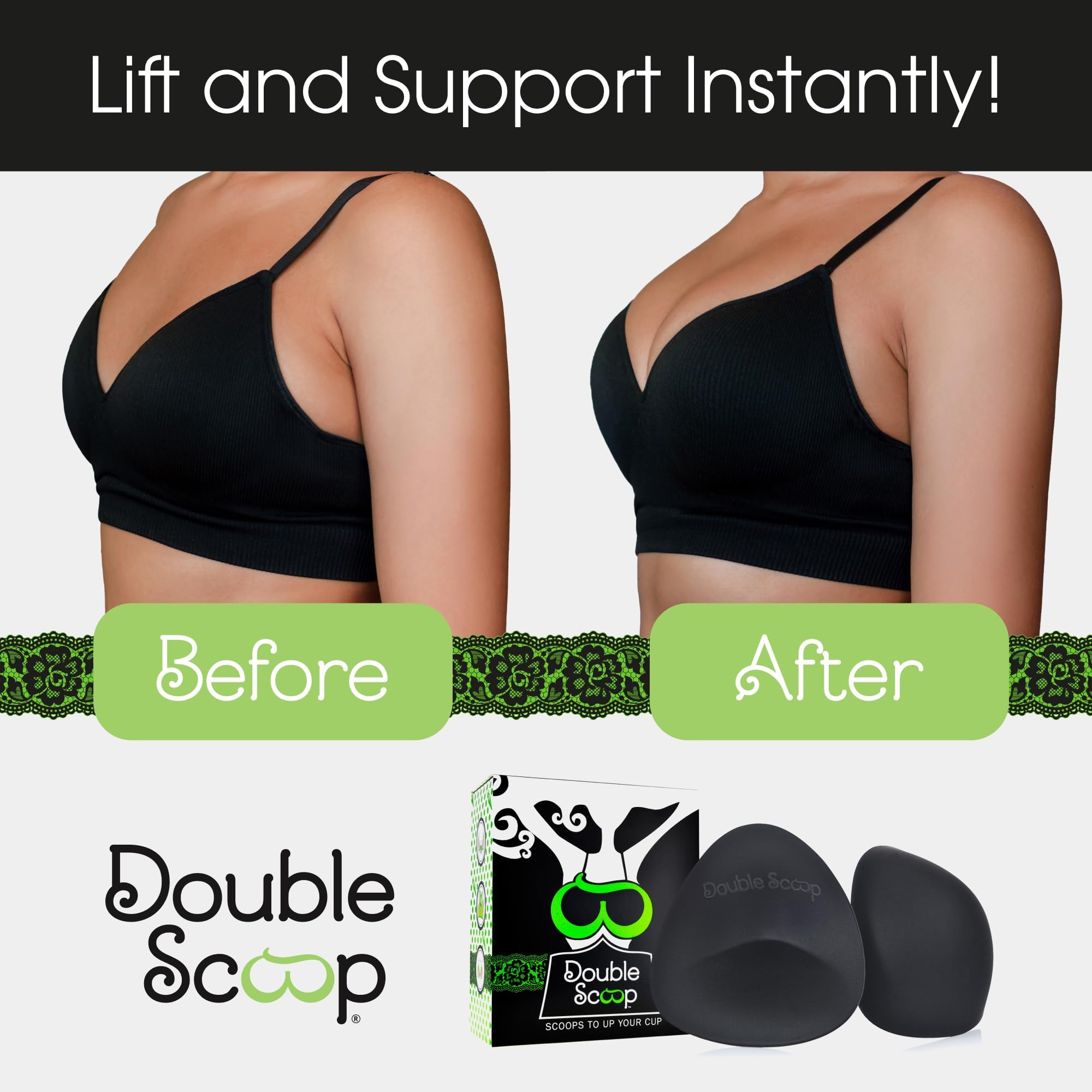 Double Scoop Triangle Bra Insert wBonus Tape Sticky Strips Nipple Covers Replacement Bra Pads for Bathing Suit & Sports product thumbnail 5