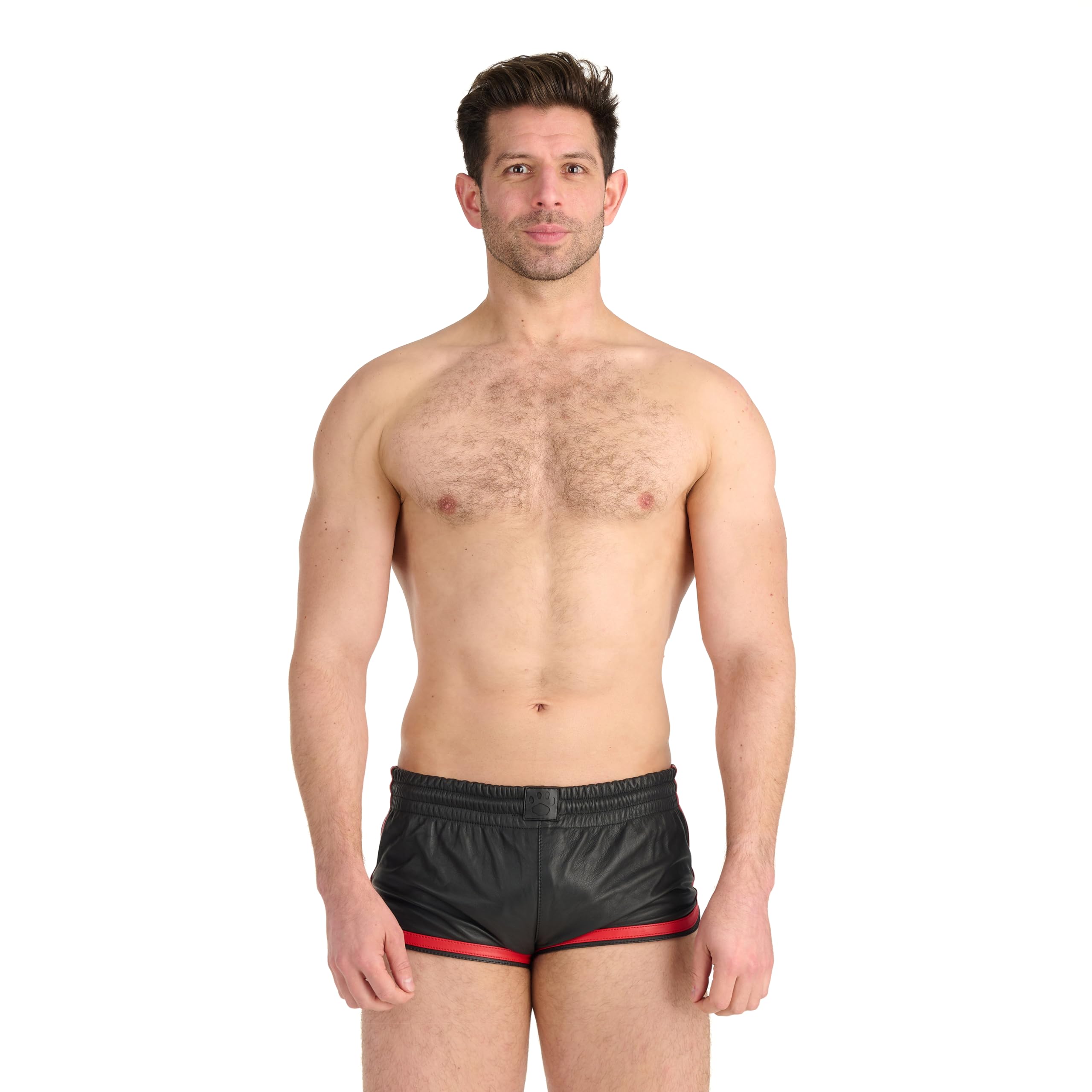 Prowler RED Leather Sports Shorts Black/Red XL - XLarge - UK Waist 34" - 36" RED Range of Leather