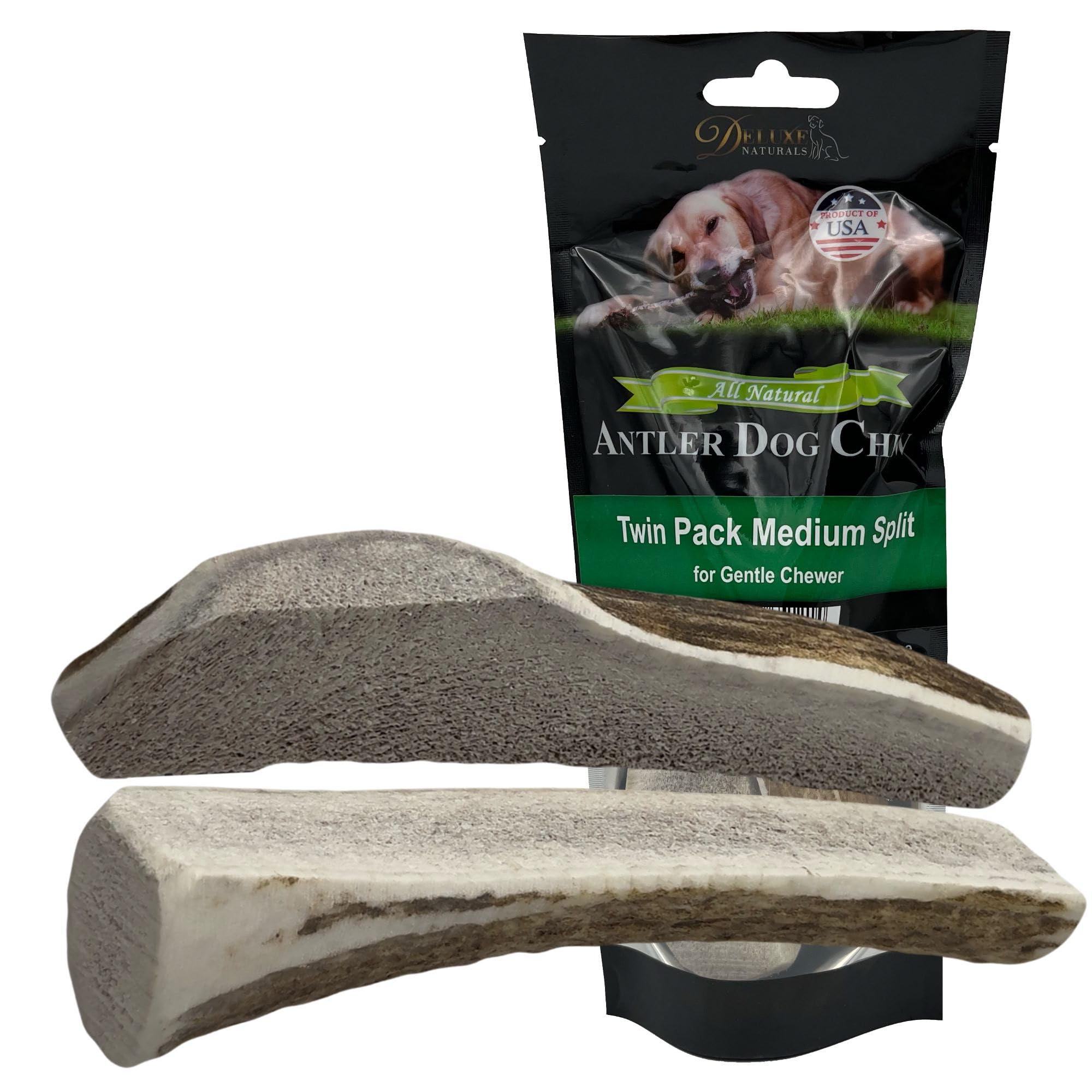 Deluxe Naturals 2-Pack Medium Split Elk Antler
