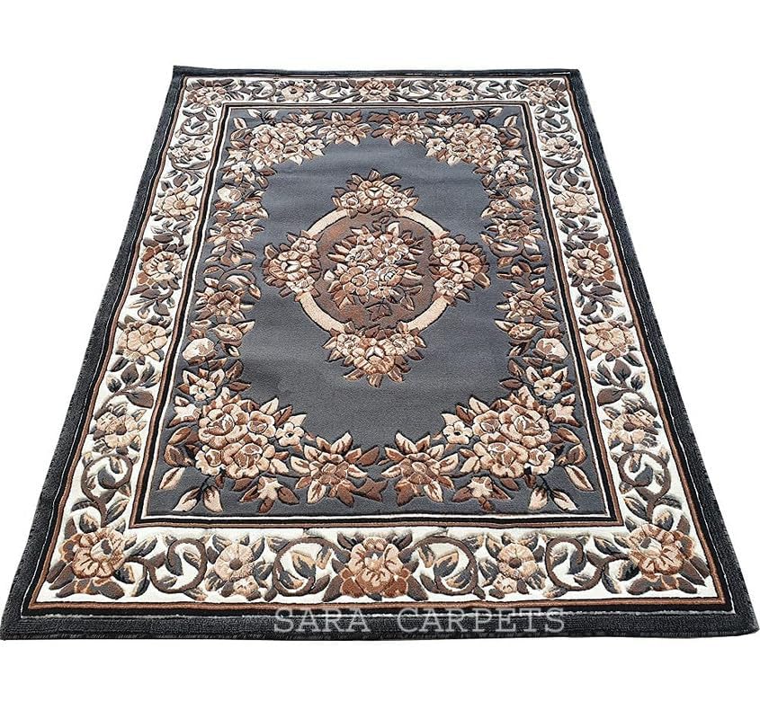 Image of Soft Thick Geometric Acrylic Washable Anti Skid Carpet. for Living Room Bedroom. Hall Size 6 x 8 feet (150X210 Cm) Grey D32