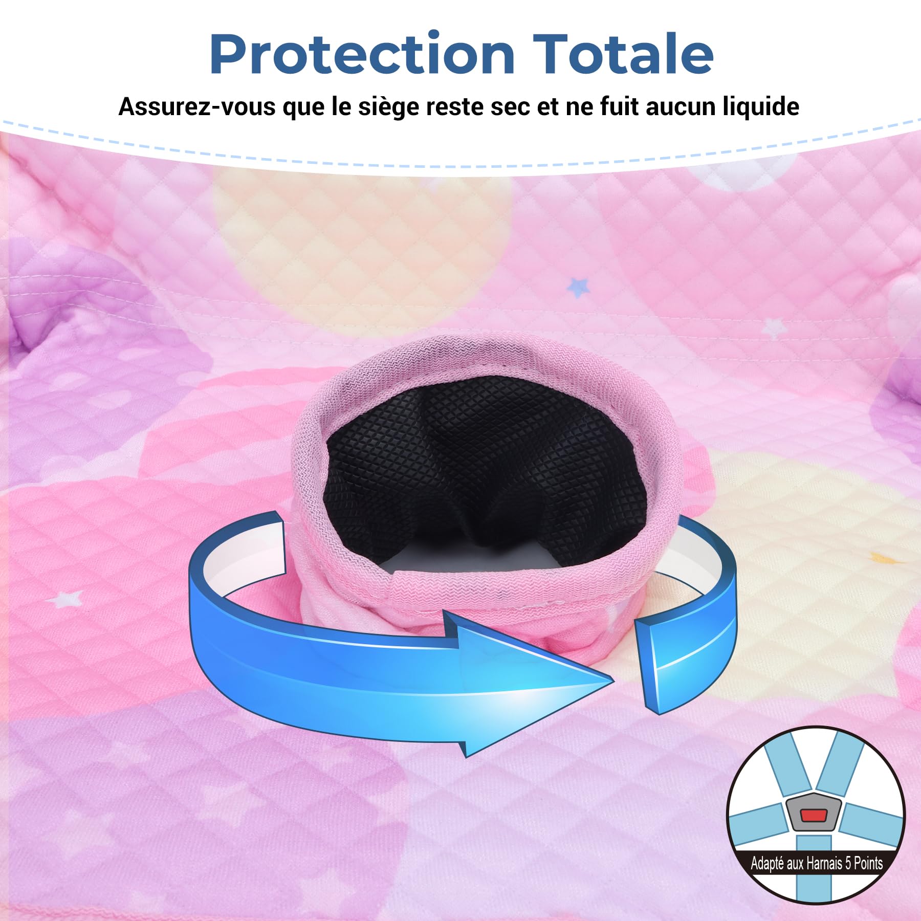 INFANZIA Protections de siège de Voiture Imperméable Anti-Fuite​​ pour bébé, Rembourrage Doux et Confortable, Coussin d'apprentissage de la Propreté pour Tout-Petits (Rosa, Lot de 2)