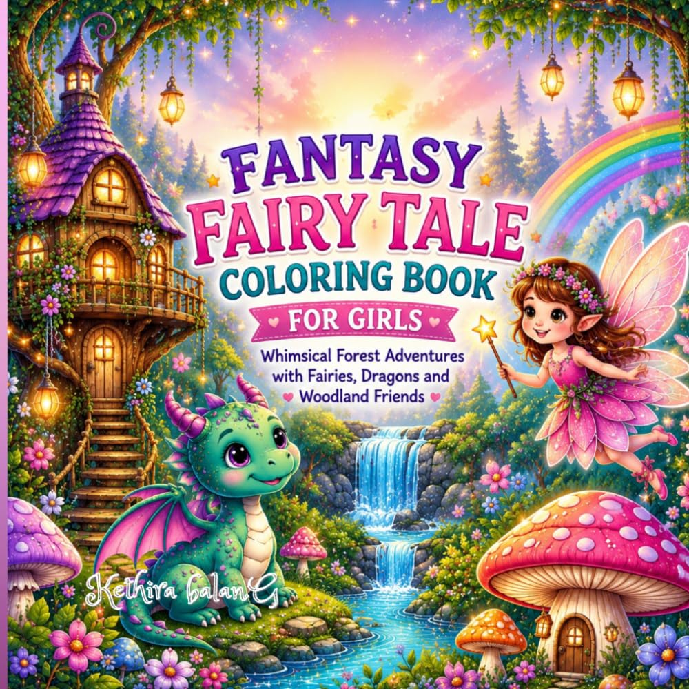Fantasy Fairy Tale Coloring Book for Girls: Whimsical Forest Adventures with Fairies, Dragons and Woodland Friends