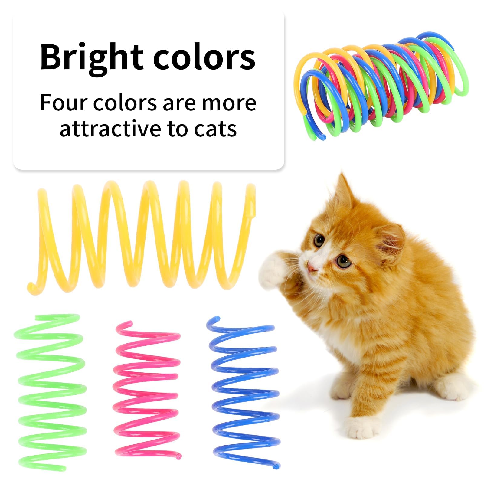 Fogcosy 40 Pcs Colorful Spring Cat Toys - Plastic Coil Spiral Interactive Pet Toys for Kitten Training Bouncing Play and Fun Gift - Image 4