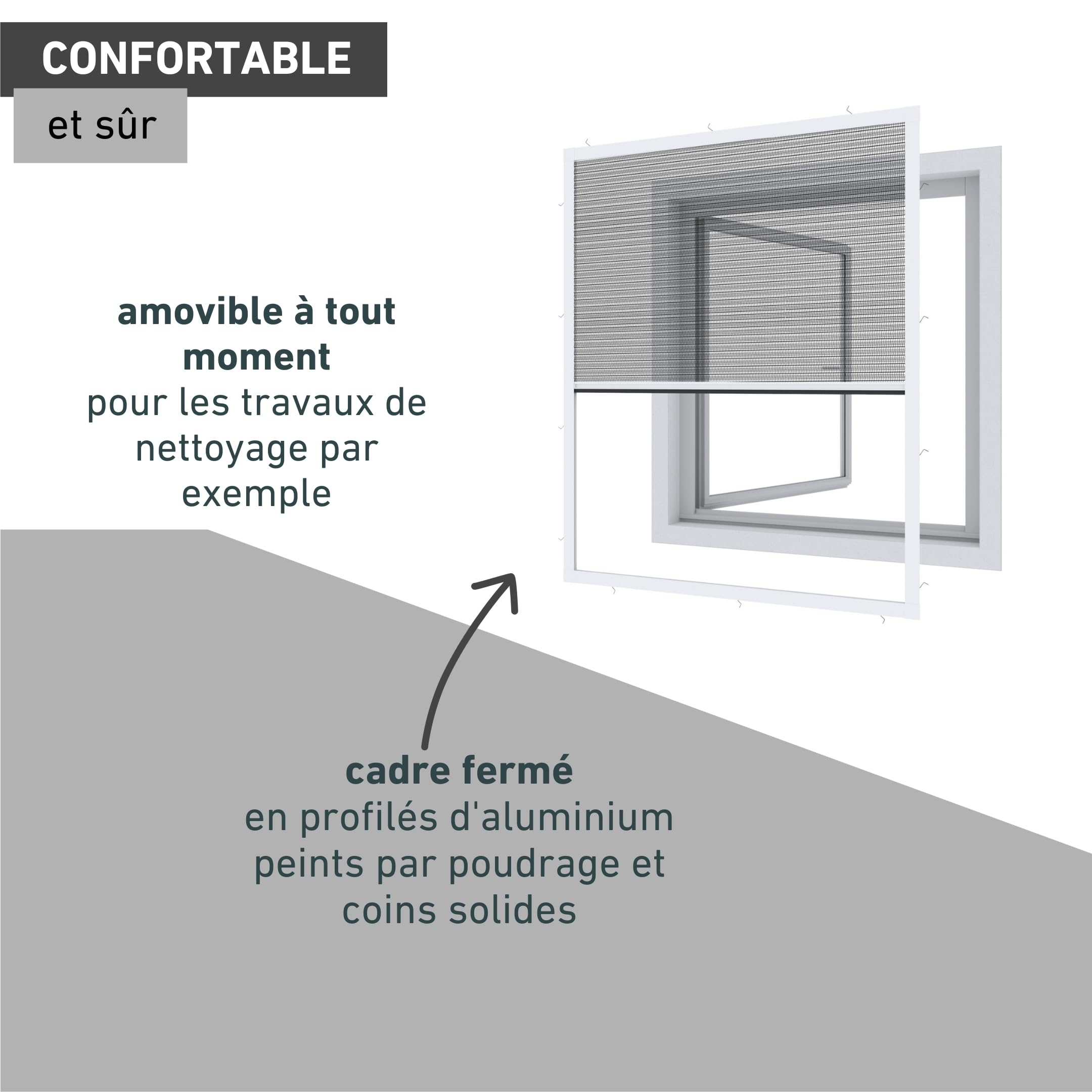 Windhager Expert 03242 Ultra Flat Moustiquaire pour Fenêtre Moustiquaire Protection Mosquito Kit Auto-Assemblage Blanc 100 x 120 cm