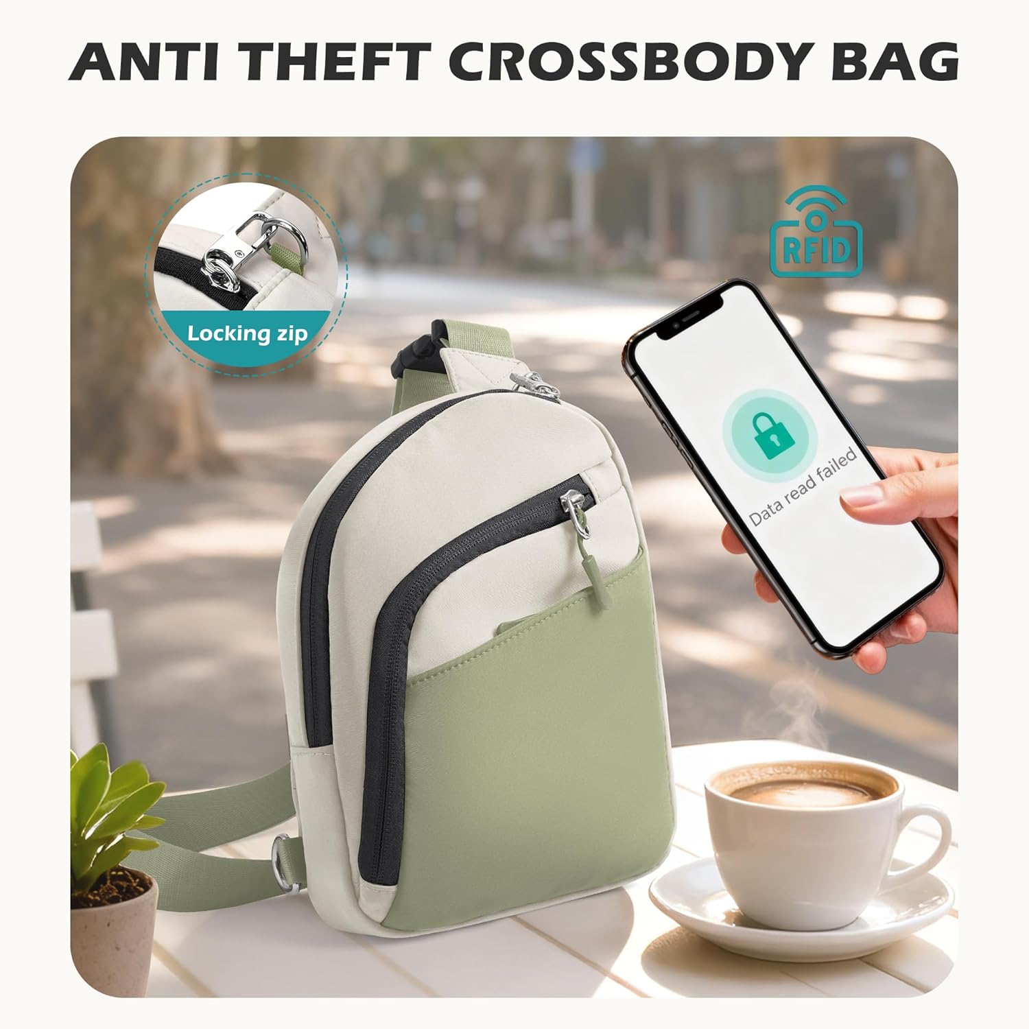 TOPEAST Anti Theft Crossbody Bags for Women Men, Small Sling Crossbody Bag Travel Purse Shoulder Wallet with RFID Blocking - Image 4